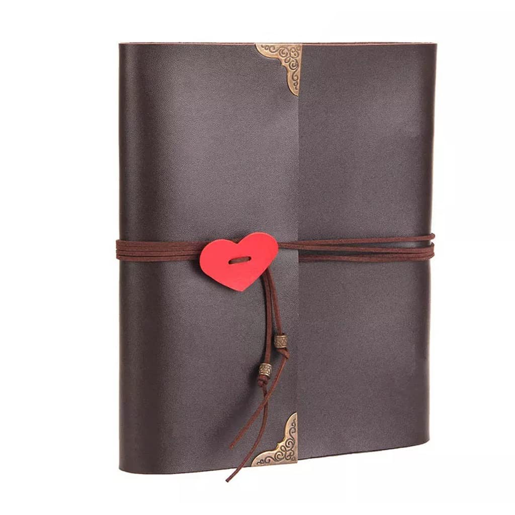 Vintage Leather Scrapbook Album - Black Acid-Free Pages for DIY Photo Journal, Wedding Guest Book, Travel Memory Book | Perfect for Anniversaries, Gifts & Keepsakes
