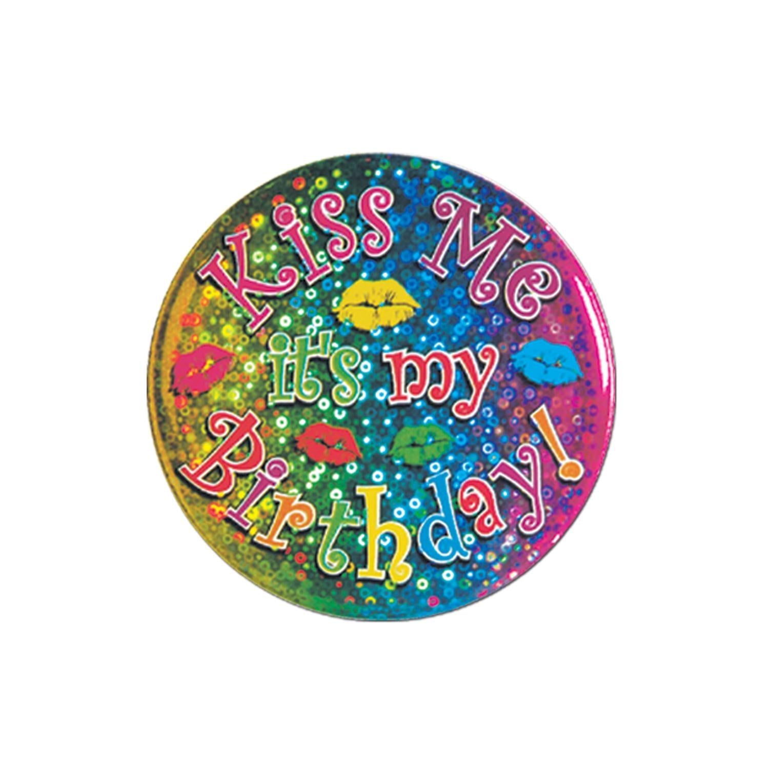 12 Pack Beistle Kiss Me It's My Birthday Buttons - Fun Party Favors for Birthday Celebrations, Office Events & Festive Gatherings