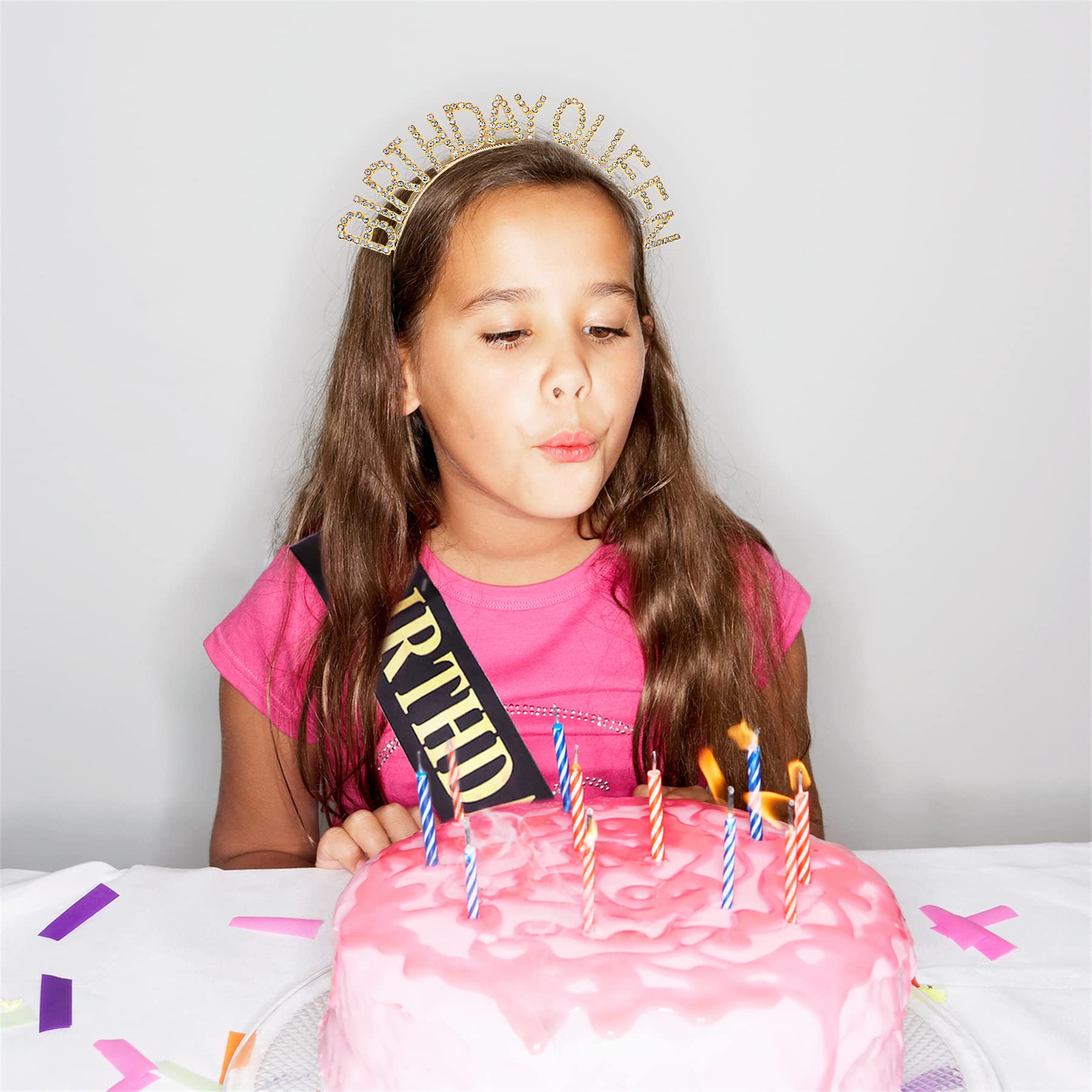 Sparkling Birthday Tiara & Sash Set for Girls & Women - Rhinestone Crown, Birthday Girl Accessories Kit - Perfect for Princess Parties, Birthday Celebrations & Special Occasions