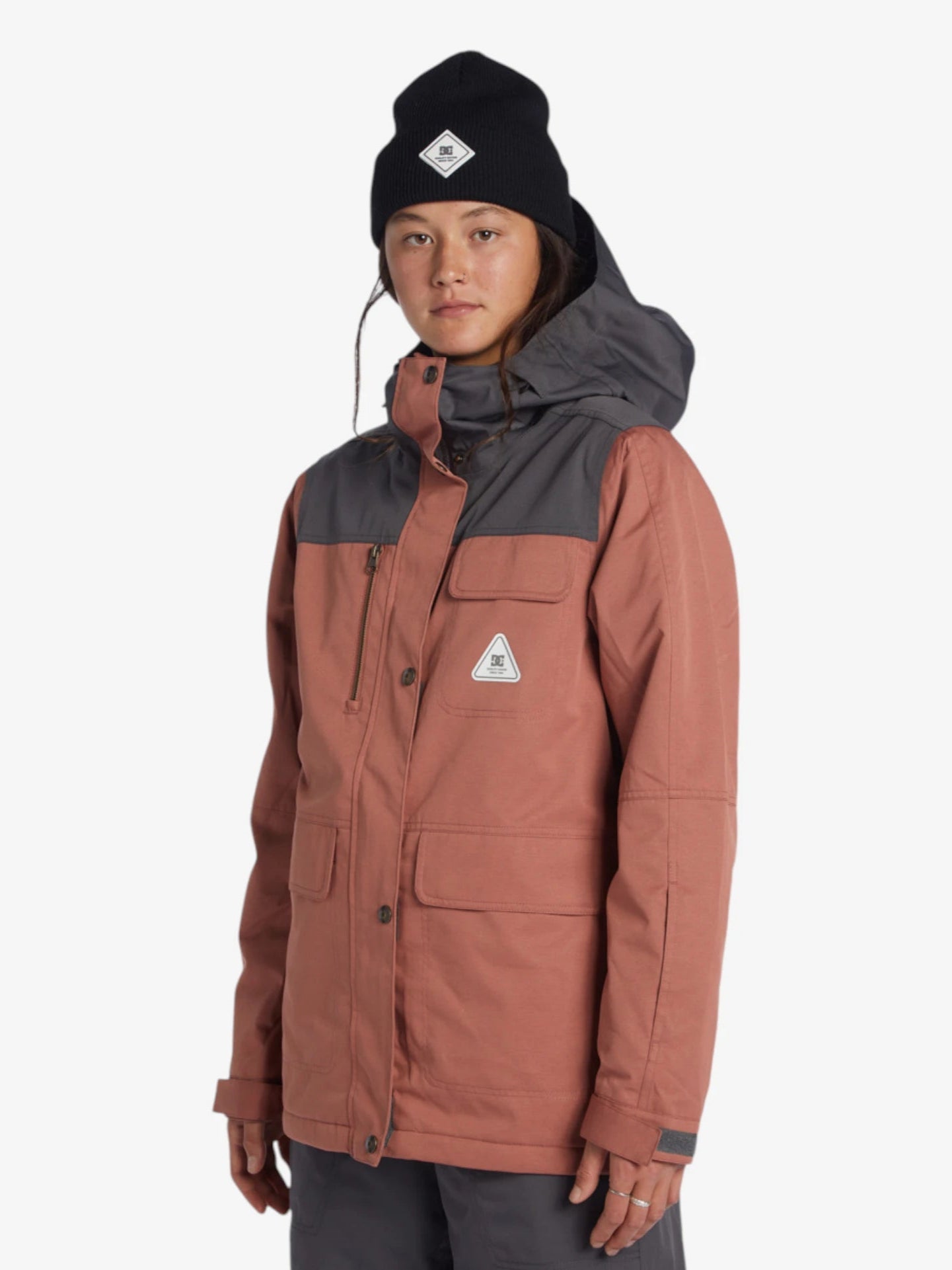 DC Women's Snow Liberate Jacket in Salmon Gray - Waterproof Winter Coat for Skiing & Outdoor Adventures