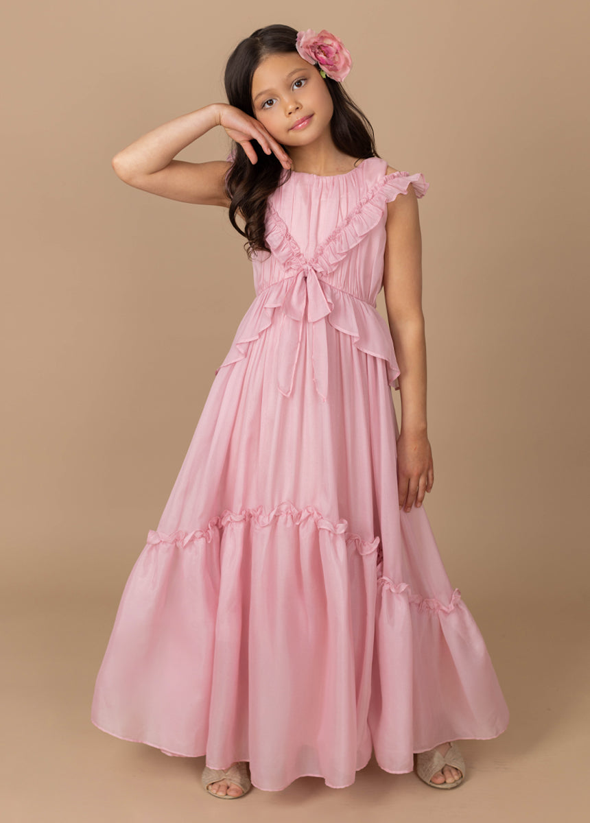 Emmy Blush Pink Floral Maxi Dress for Women - Elegant Summer Wedding Guest Dress & Beach Party Outfit