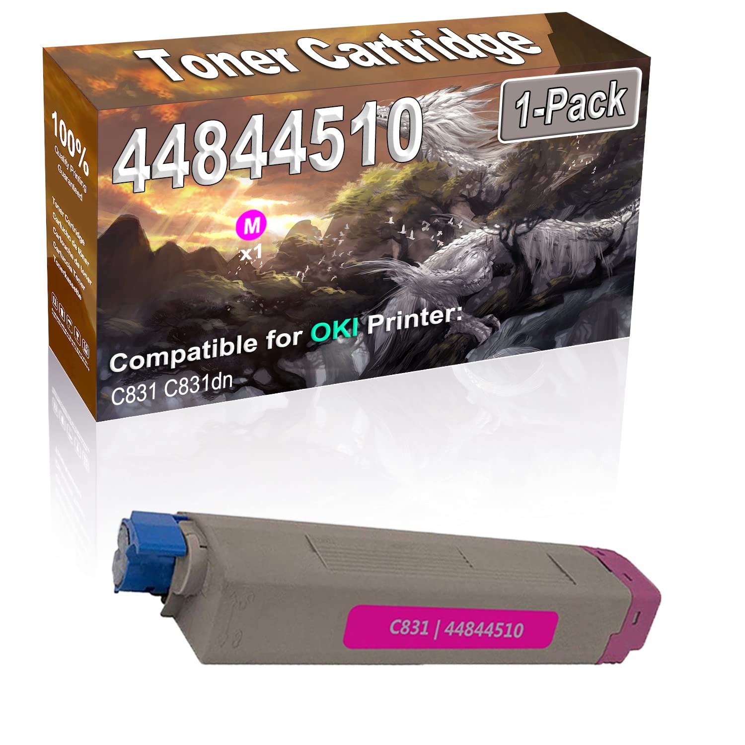 1-Pack Magenta High Yield Compatible Toner Cartridge for OKI C831 & C831dn Printers - Replacement for 44844510 (C831) - Perfect for Office & Home Printing Needs