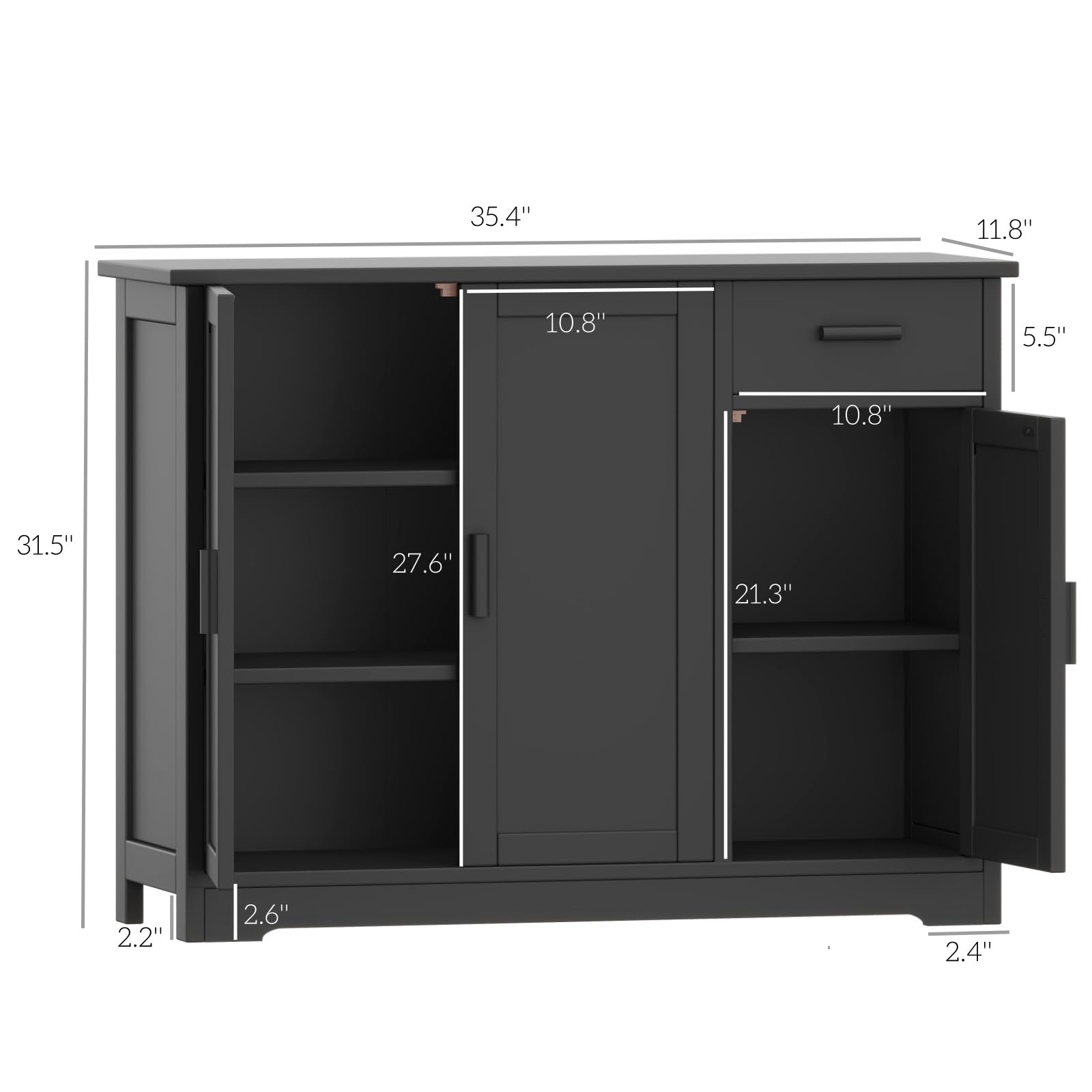 Irontar Modern Kitchen Storage Cabinet with Doors & Drawer - Sideboard Buffet Cabinet, Coffee Bar Console Table for Dining Room, Living Room, Entryway - Black CWG010B | Perfect for Home Organization & Stylish Storage Solutions