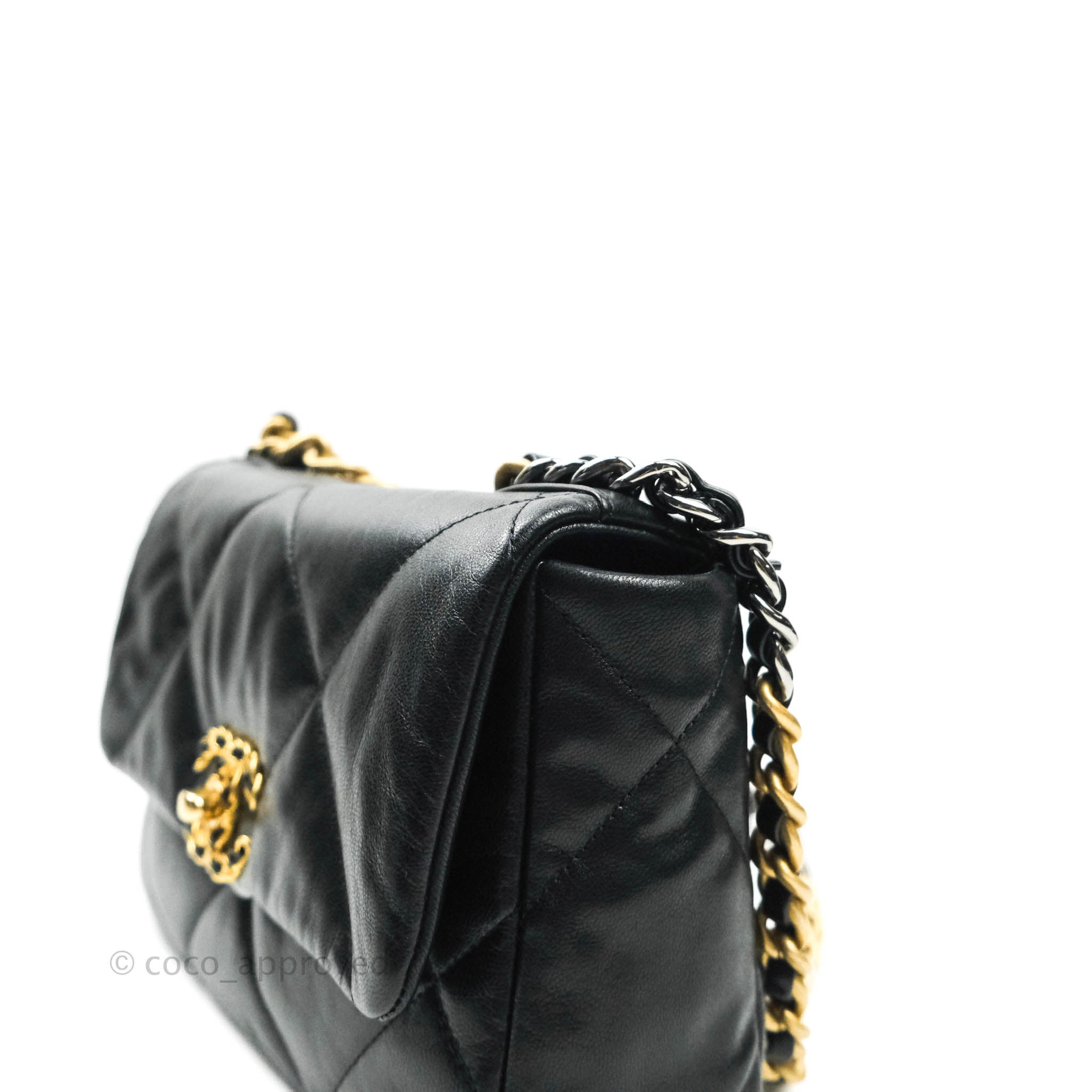 Chanel 19 Small Black Goatskin Mixed Hardware Flap Bag - Luxury Designer Handbag for Women | Perfect for Evening Events, Parties & Special Occasions
