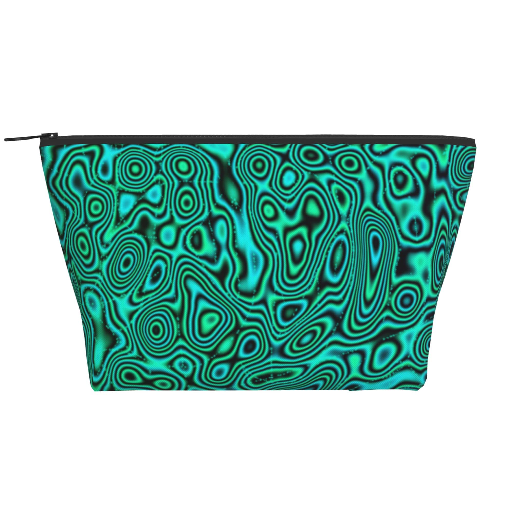 Vintage Green Trippy Makeup Travel Cosmetic Bag with Zipper - Lightweight Portable Toiletry Pouch Case for Women & Men - Perfect for Daily Use, Travel Essentials, School Supplies & Gift Ideas
