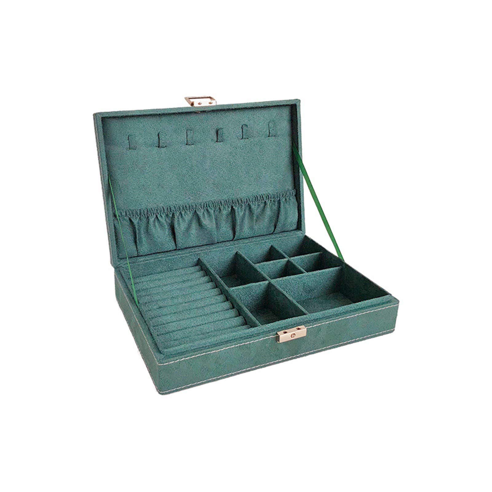 Vintage Suede Jewelry Organizer Box - Dark Green Multilayer Storage for Jewelry, Blankets & Home Organization - Perfect for Bedroom, Closet & Travel Accessories