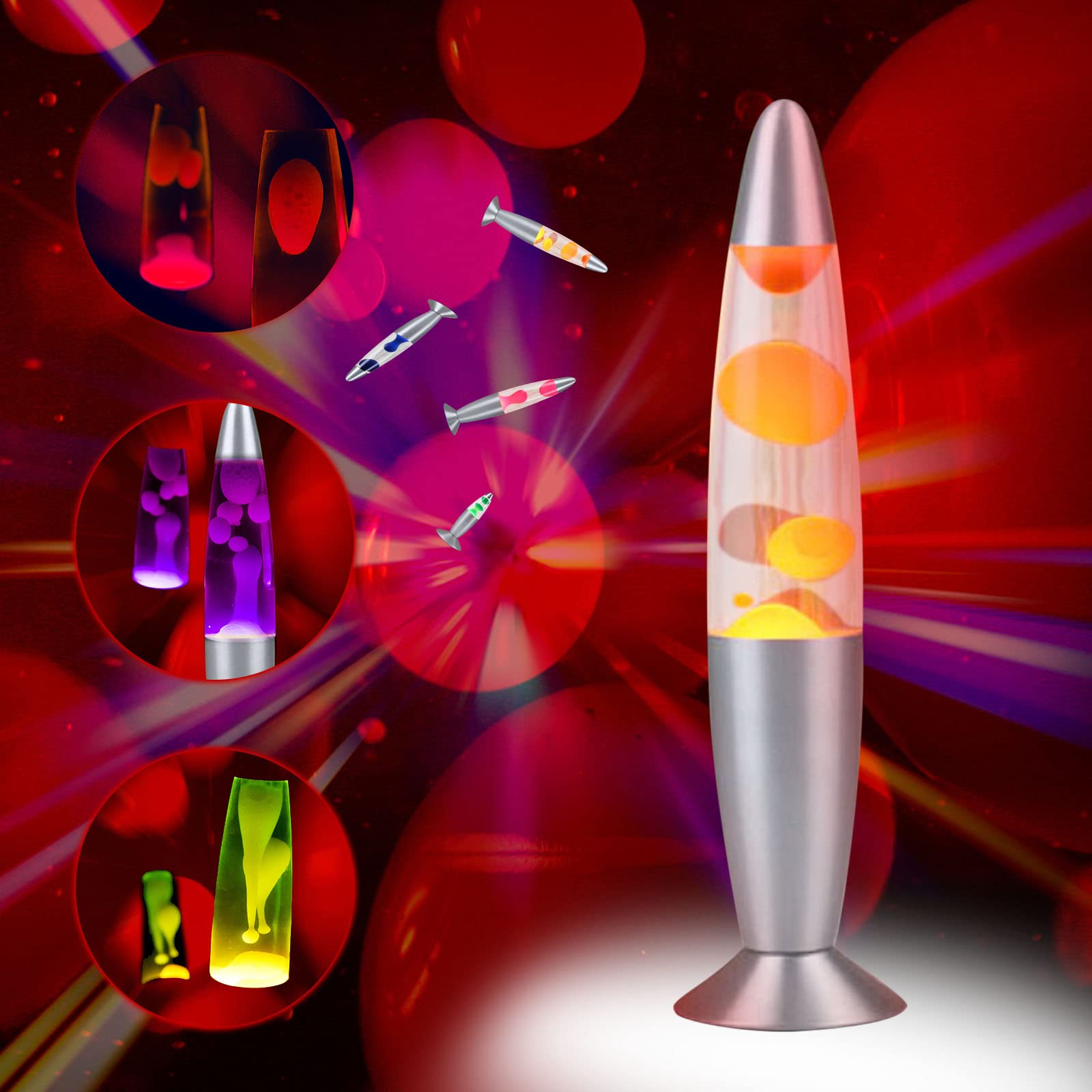13 Inch WDNM Lava Lamp - Creative Volcano Liquid Motion Lamp with Aluminum Alloy Base | Jellyfish Mood Night Light for Home, Office, Kids & Adults Decor | Perfect for Bedroom, Living Room & Dorm Relaxation