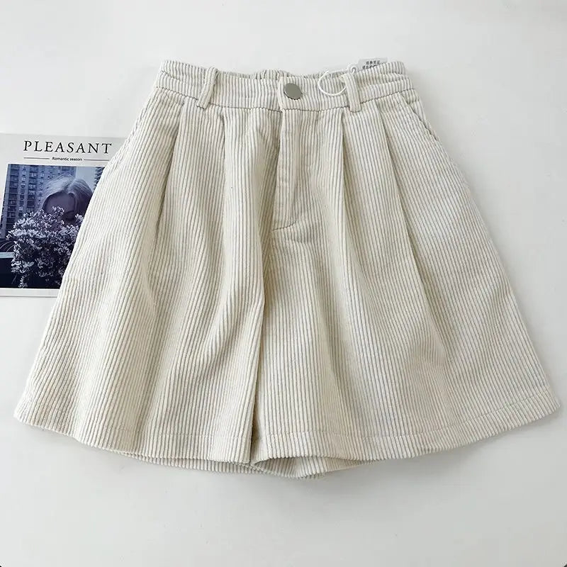 2023 Women's High Waist Oversized Corduroy Shorts - A-Line Wide Leg Casual Pants for Autumn/Winter | Perfect for Streetwear, Office & Weekend Outfits