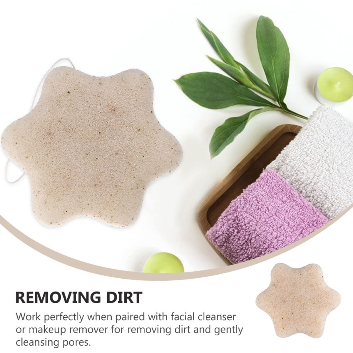 Beaupretty 4 Pack Facial Cleansing Sponges - Natural Makeup Remover Pads, Deep Cleansing & Exfoliating Cotton Puffs for Gentle Face Wash & Skin Care - Perfect for Daily Cleansing, Makeup Removal & Spa Routine