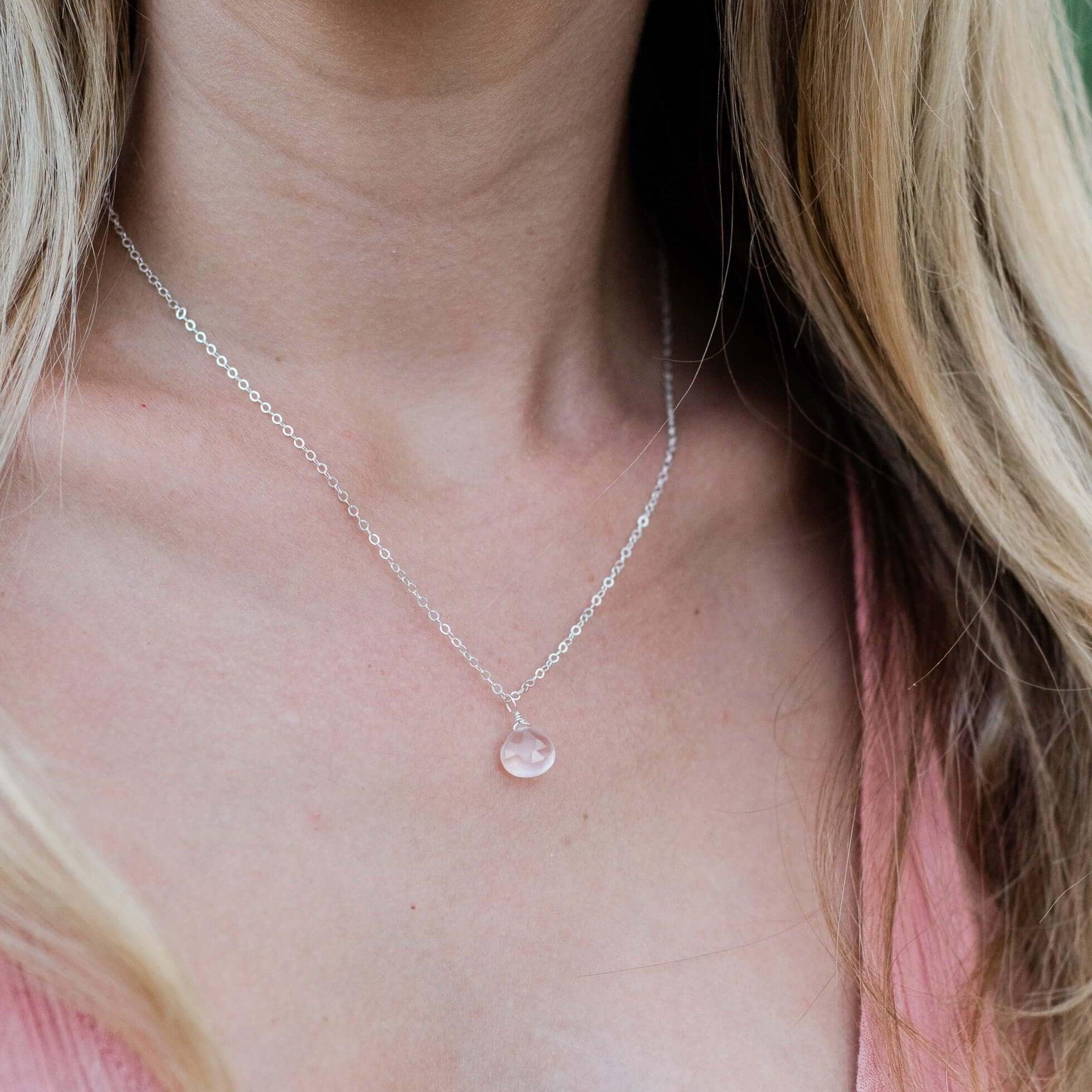 Rose Quartz Teardrop Crystal Pendant Necklace for Women - Healing Stone Jewelry for Love & Positive Energy | Perfect Gift for Valentine's Day, Anniversary & Spiritual Healing