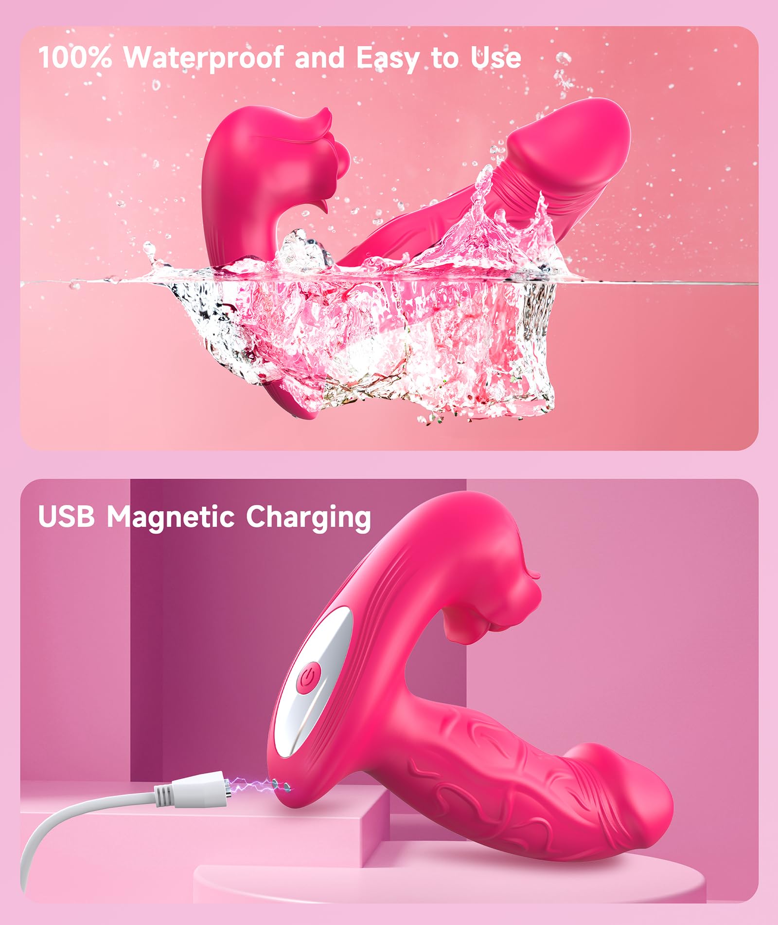 Premium Remote Control G Spot Vibrator with App - 9+9 Tapping Modes, Clitoral Stimulator & Realistic Dildo for Women | Adult Sex Toy for Couples Play, Long Distance Relationships & Solo Pleasure (Red)