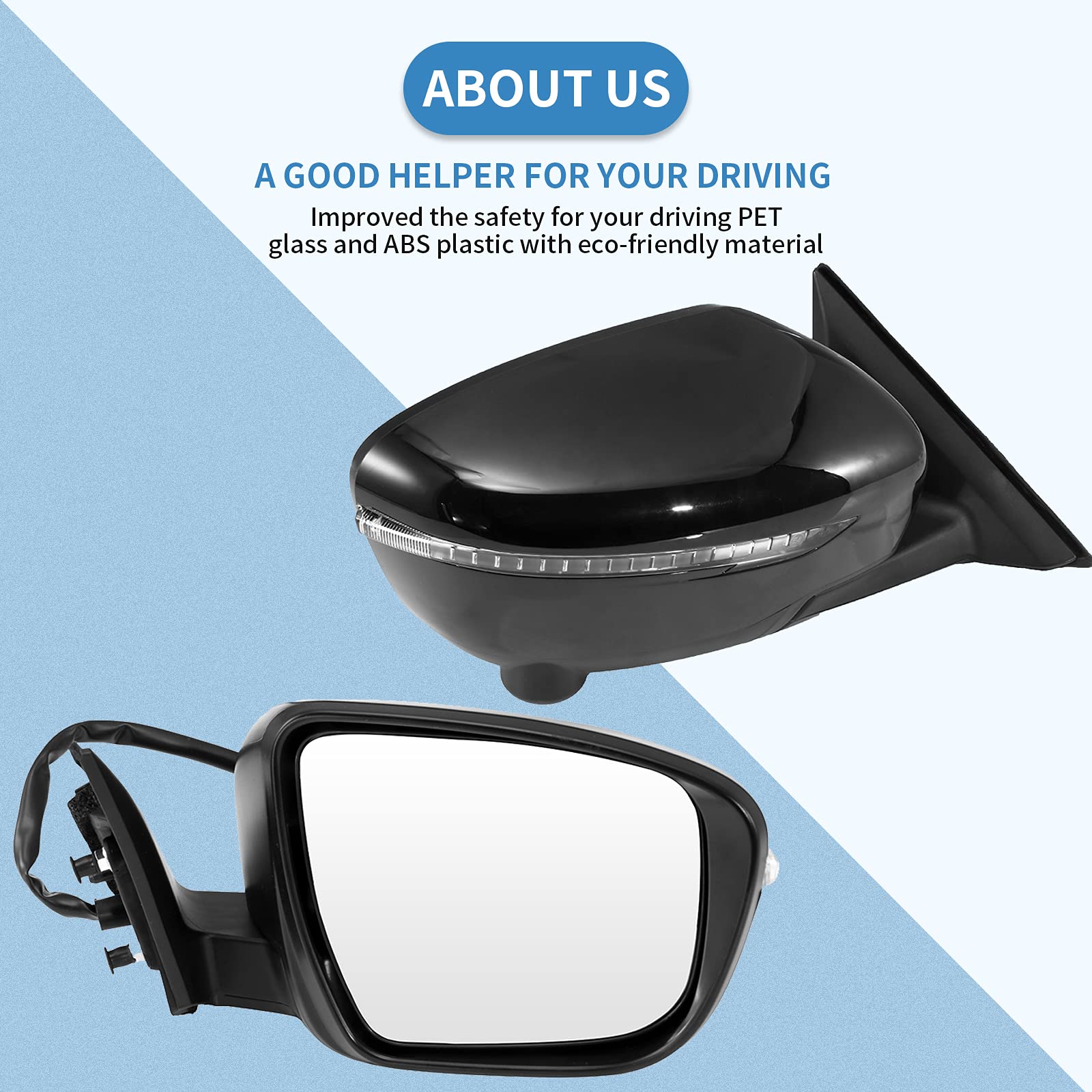 ECCPP Passenger Side Power Heated Mirror with LED Turn Signal & Camera - Right Side Replacement for Nissan Rogue 2014-2018 | Durable Auto Part for Safe Lane Changing & Parking Assistance