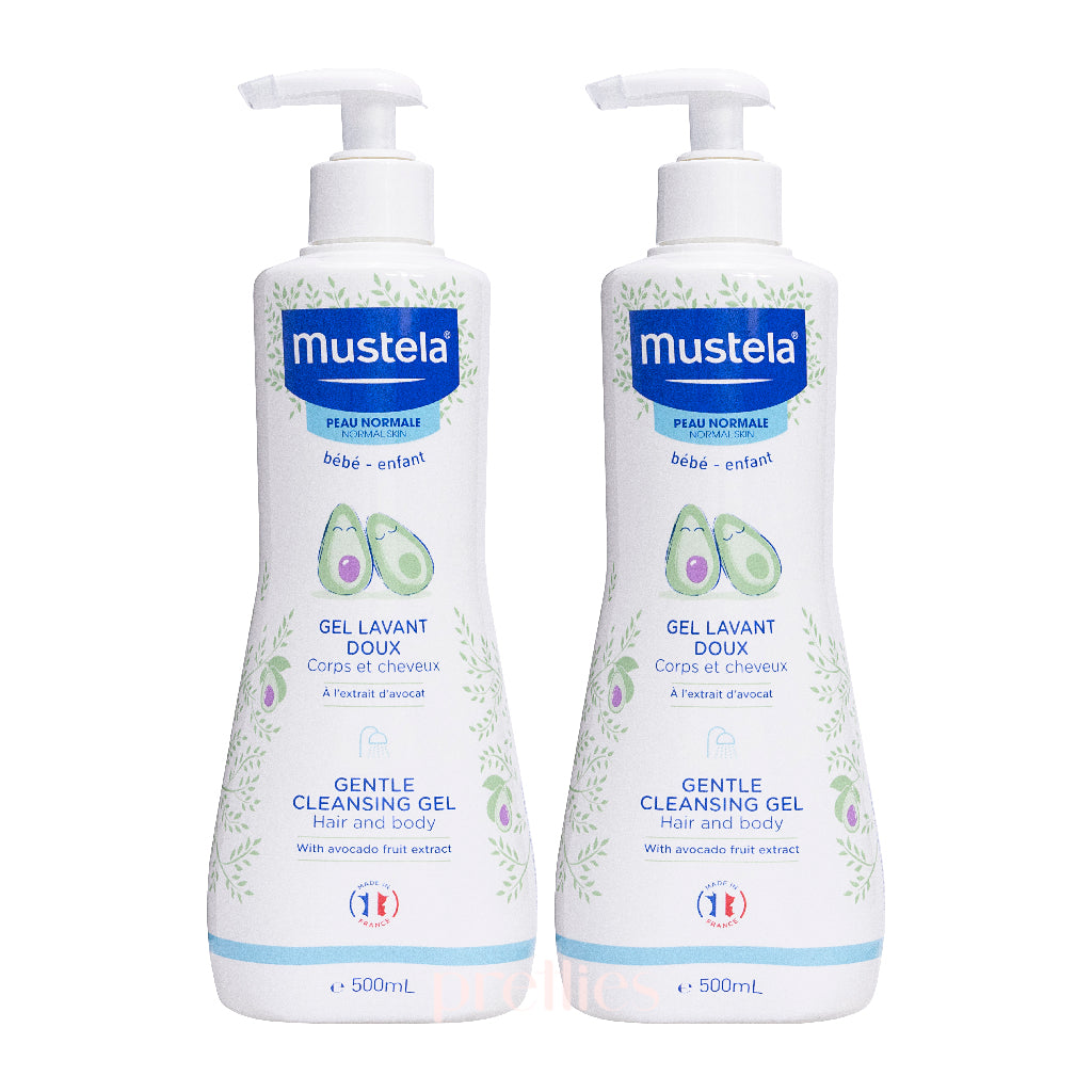 Mustela Gentle Cleansing Gel for Babies - 500ml Hair & Body Wash (Europe Version) - 2 Pack (036201) - Hypoallergenic & Tear-Free for Newborns & Sensitive Skin - Perfect for Bath Time & Daily Care
