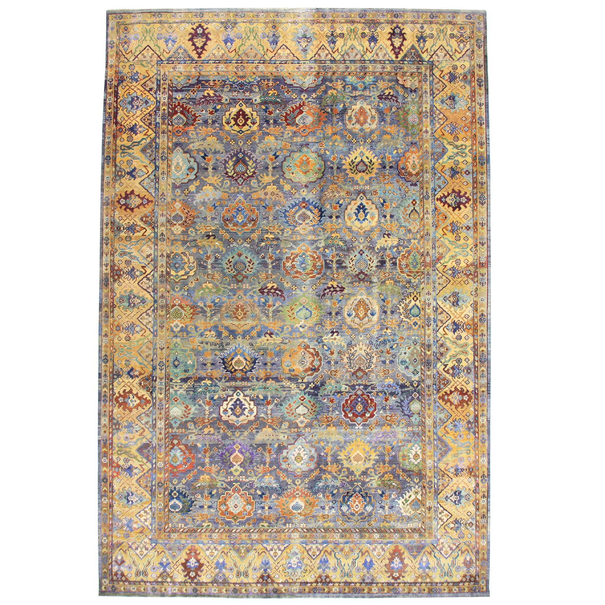 Blue Transitional Wool Rug 11'9 x 18'2 - Soft Handmade Area Rug for Living Room, Bedroom & Office - Perfect for Home Decor and Cozy Spaces