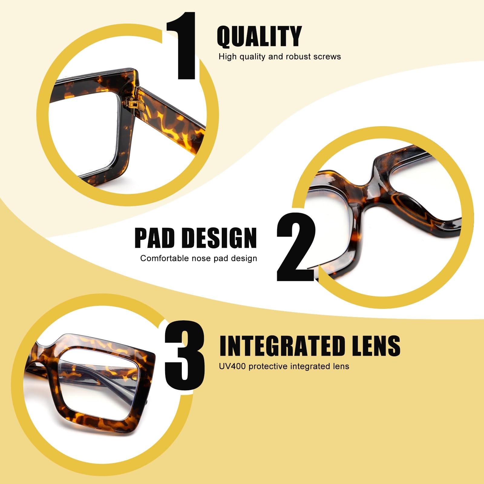Blue Light Blocking Glasses for Women & Men - Classic Square Non-Prescription Eyewear with Thick Frame | Computer, Gaming & Reading Glasses for Eye Strain Relief