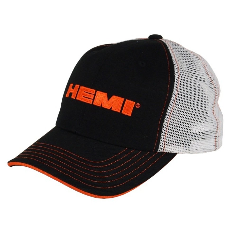Dodge Hemi Black & White Mesh Trucker Hat - Adjustable Snapback Cap for Men & Women - Perfect for Car Shows, Racing Events & Outdoor Activities