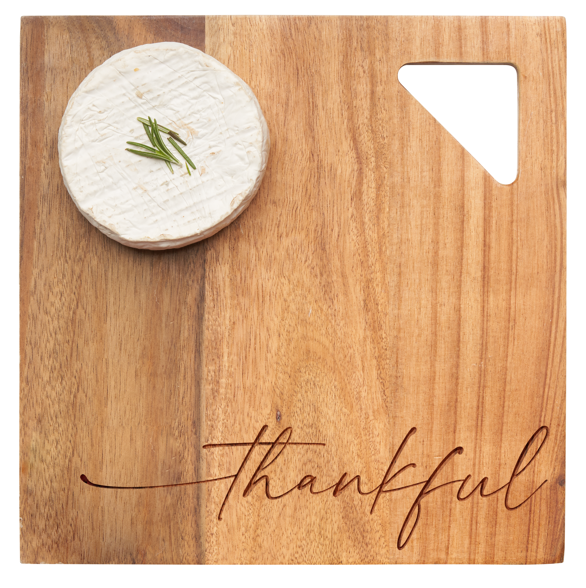 Acacia Modern Geo Square Wooden Wall Art - Thankful Script Home Decor - 9x9 Inches - Perfect for Living Room, Bedroom & Office Decor