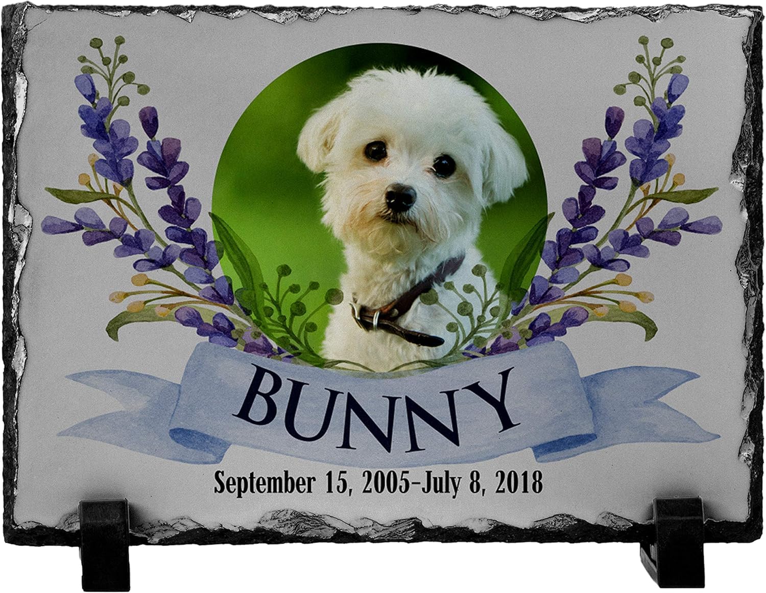 Custom Engraved Dog Memorial Stone with Photo - 6x8 Inch Granite Pet Memorial Plaque for Dogs & Cats - Personalized Pet Loss Gift for Indoor & Outdoor Use - Perfect for Backyard Memorials, Pet Graves & Rainbow Bridge Tributes