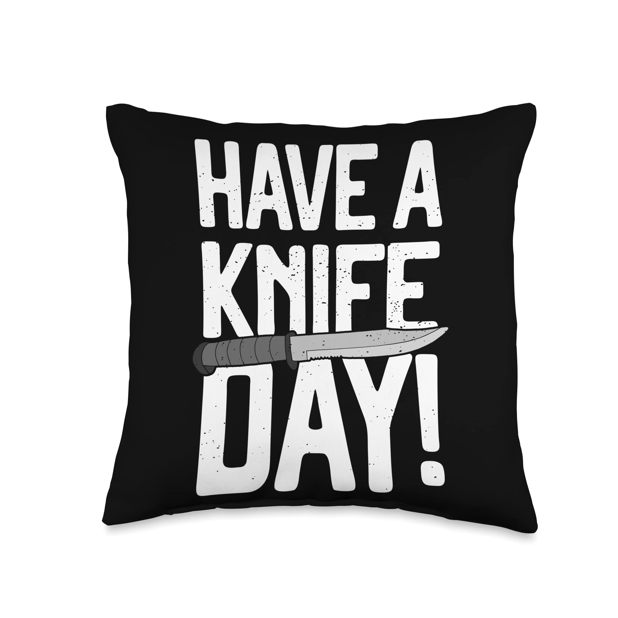 Have A Knife Day Throw Pillow - 16x16 Inch Multicolor Decorative Cushion for Cooking Enthusiasts & Knife Collectors - Perfect for Home, Kitchen, or Office Decor