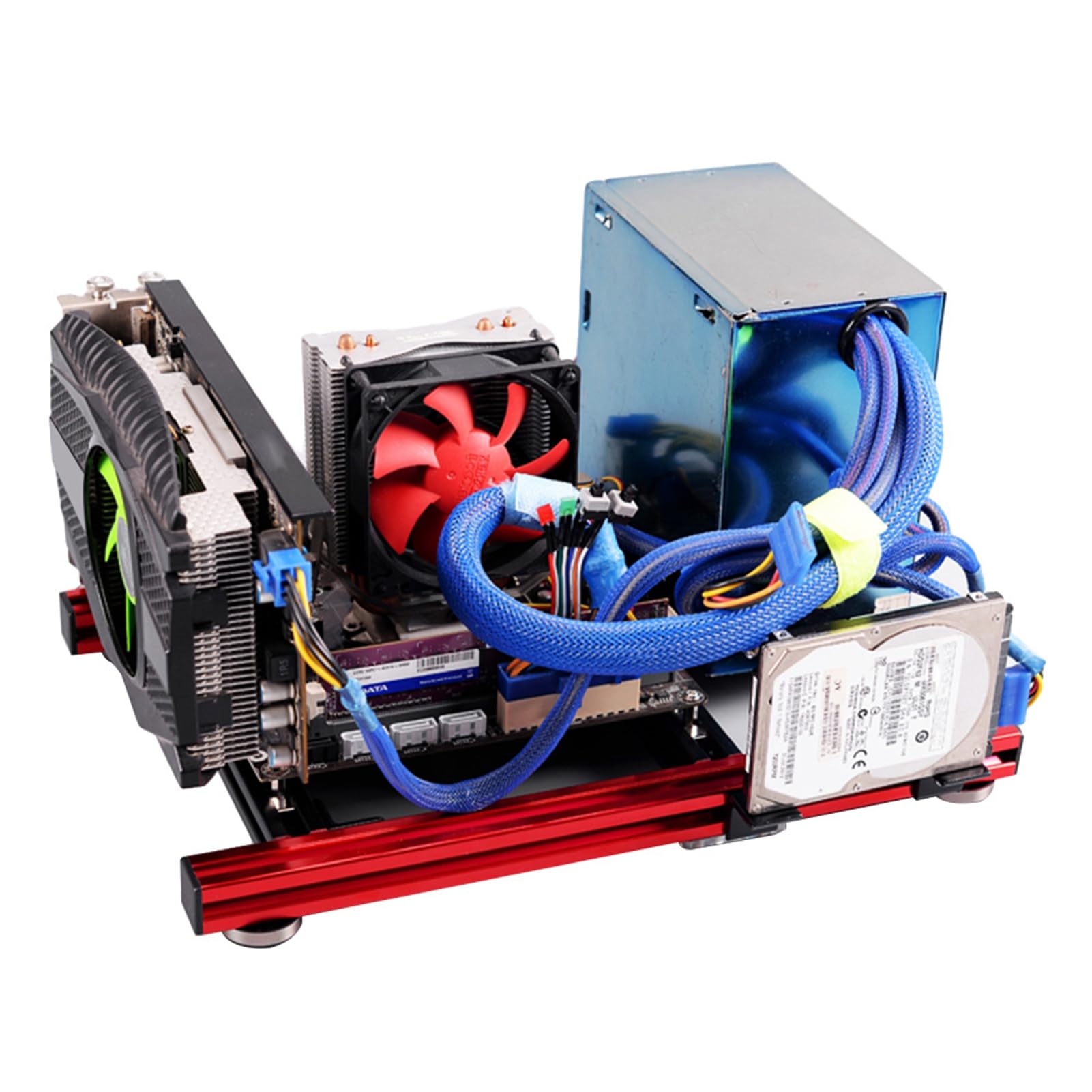 MUNEFE DIY Mini Open Aluminum Alloy PC Computer Case - Compact ATX Motherboard Frame for Custom Builds | Perfect for Gaming Rigs, Home Office & Compact Workstations