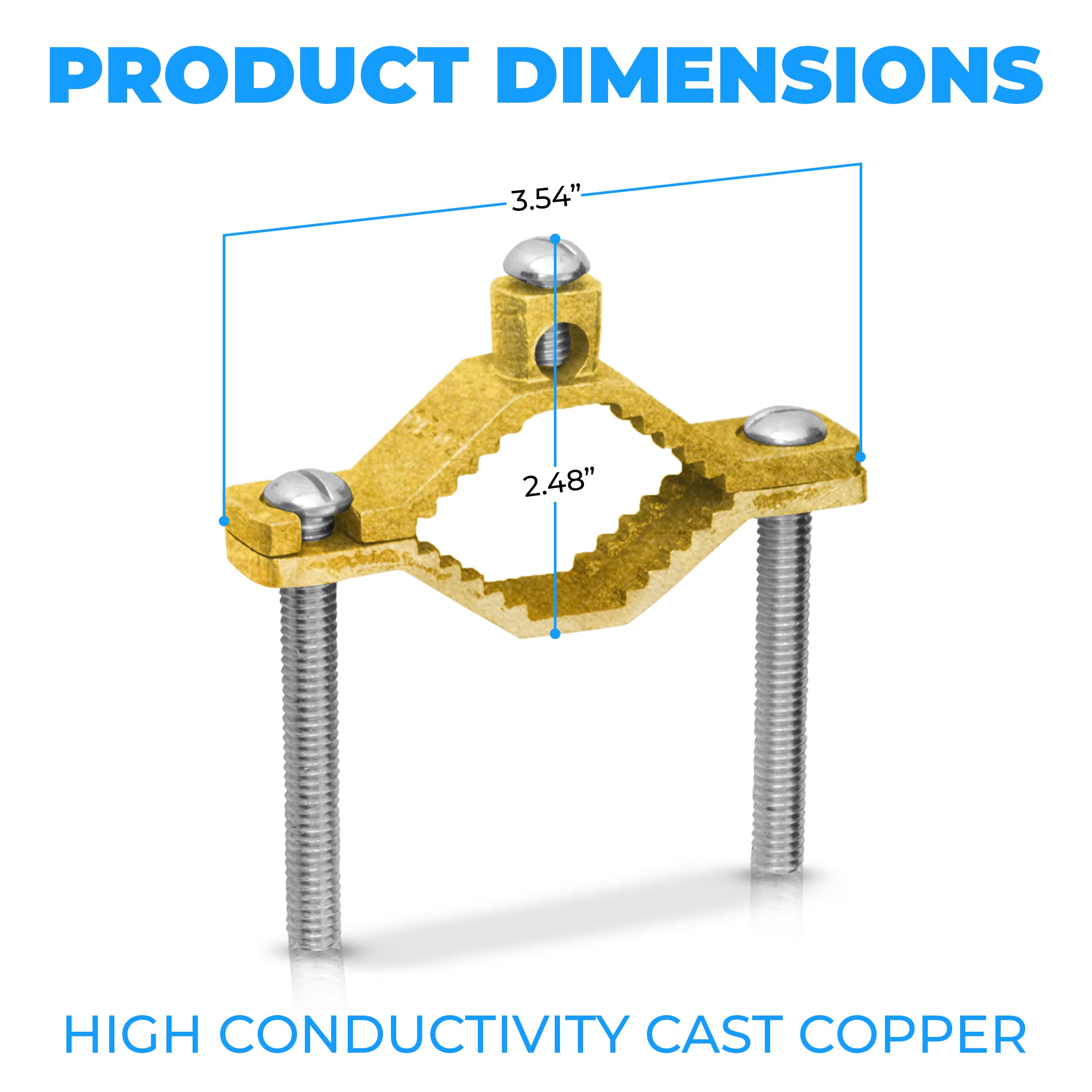 OHLECTRIC 5 Pack Heavy Duty Copper Ground Clamp for ½