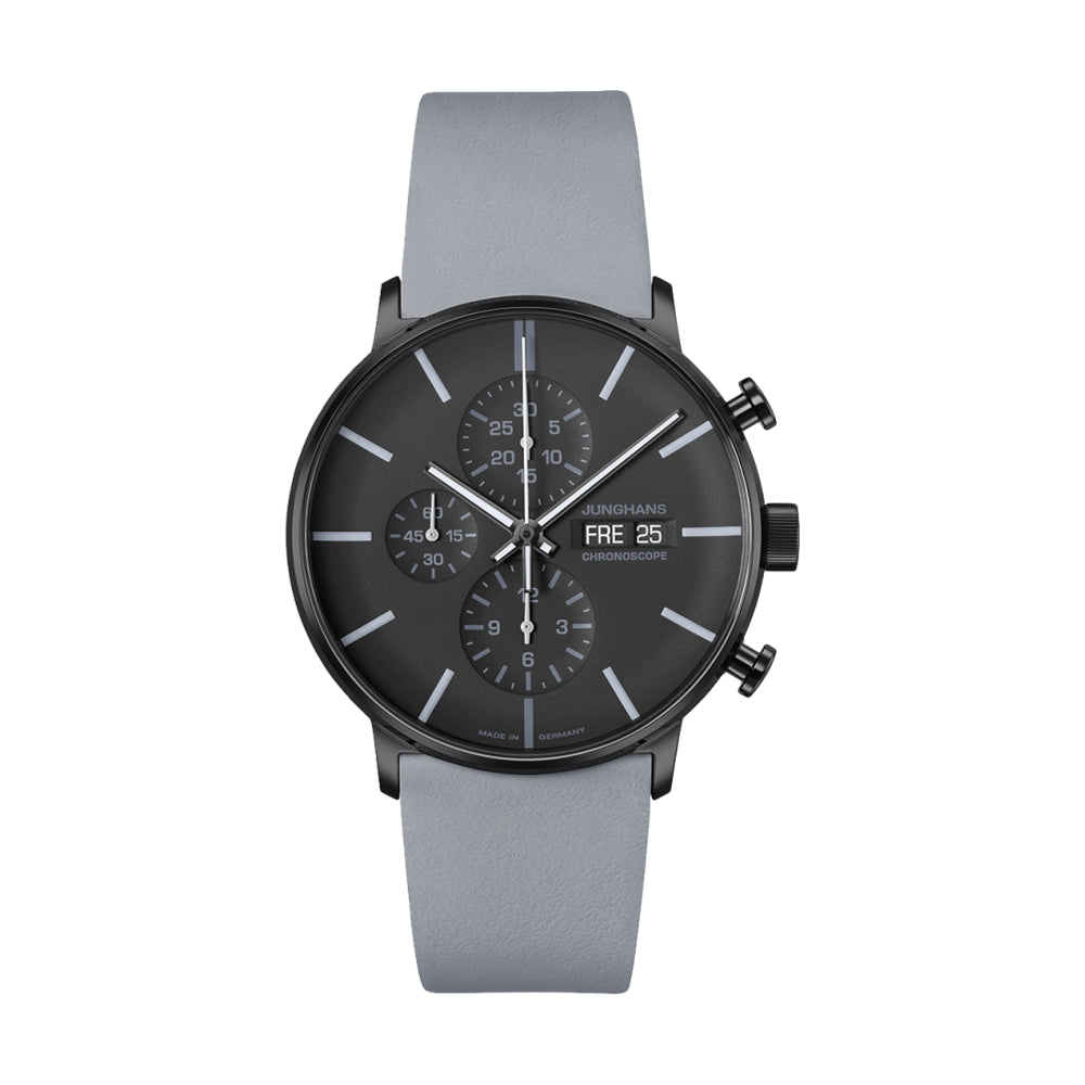Form A Chronoscope Grey on Grey Strap Watch - Minimalist Analog Timepiece for Men - Perfect for Business, Casual & Everyday Wear