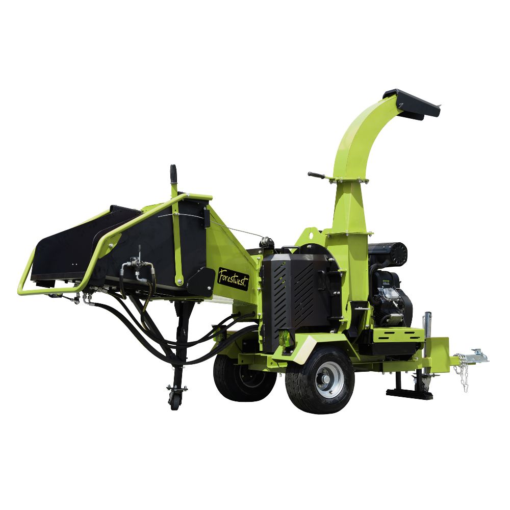 Forestwest 200mm Wood Chipper with Hydraulic Feed - Road Towable BM11063 - Heavy Duty Wood Shredder for Landscaping, Yard Waste & Forestry Use