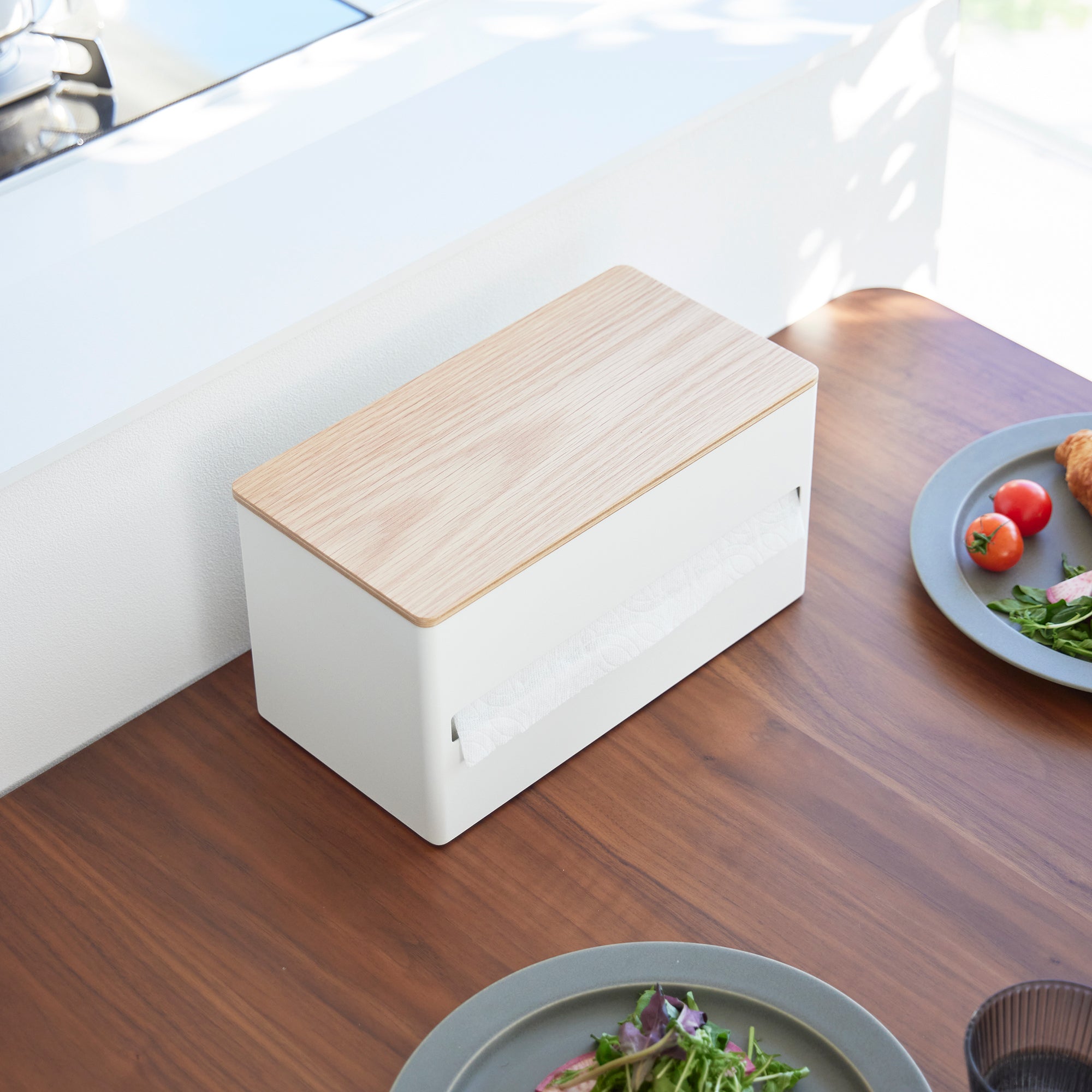 Stainless Steel and Wood Paper Towel Holder - Wall Mount or Countertop - Perfect for Kitchen, Bathroom, and Office Use