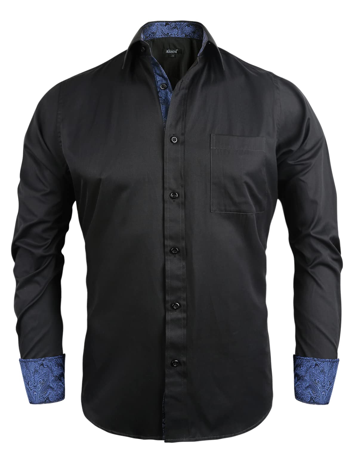 Alizeal Men's Slim Fit Business Dress Shirt - Long Sleeve Patchwork Button Down Shirt for Office, Interviews & Formal Events | Premium Cotton Dress Shirts for Professionals