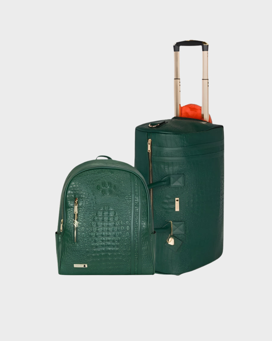 Apollo 2 Backpack & Rolling Duffle Bag Set in Emerald Green - Waterproof Travel Luggage Combo for Men & Women - Perfect for Airplane Carry On, Gym, Camping & Business Trips
