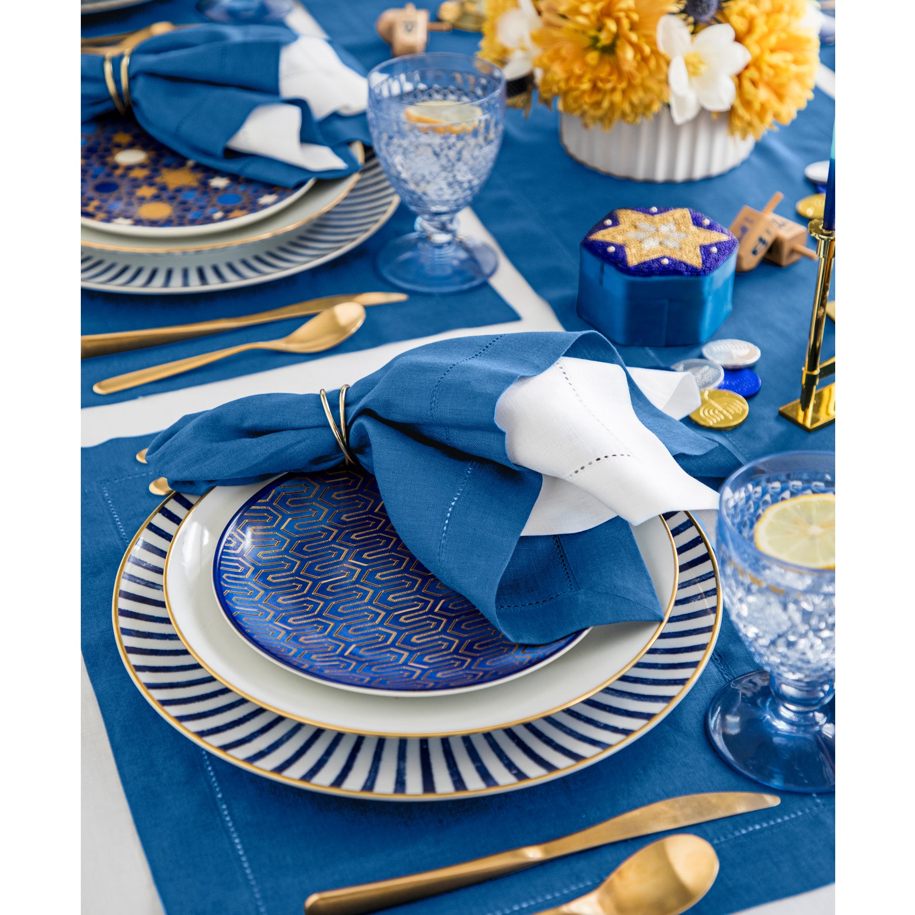 Premium Classic Hemstitch Napkins - 100% Cotton Linen Dinner Napkins for Formal Dining, Weddings & Special Occasions