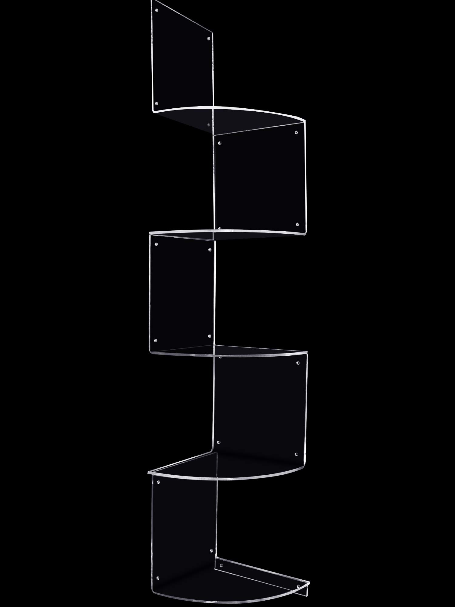 5-Tier Acrylic Corner Shelf Wall Mount - Floating Corner Shelves for Books, Plants & Storage - Easy to Assemble Clear Corner Organizer for Bedroom, Bathroom, Kitchen, Office & Living Room - Perfect for Small Space Organization & Home Decor