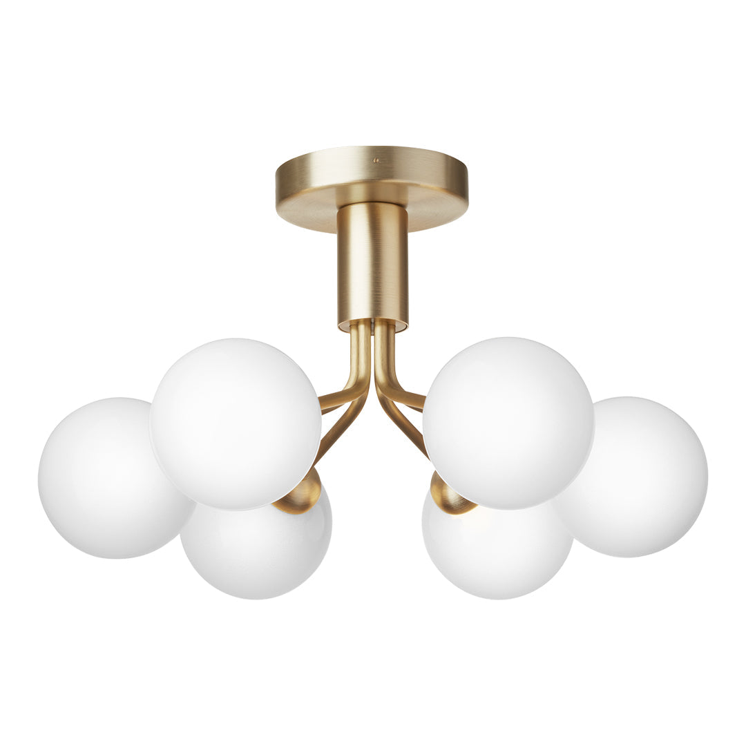 Apiales 6-Light Modern Ceiling Fixture - Brushed Nickel Finish, Dimmable LED Chandelier for Dining Room, Bedroom, or Living Room Lighting