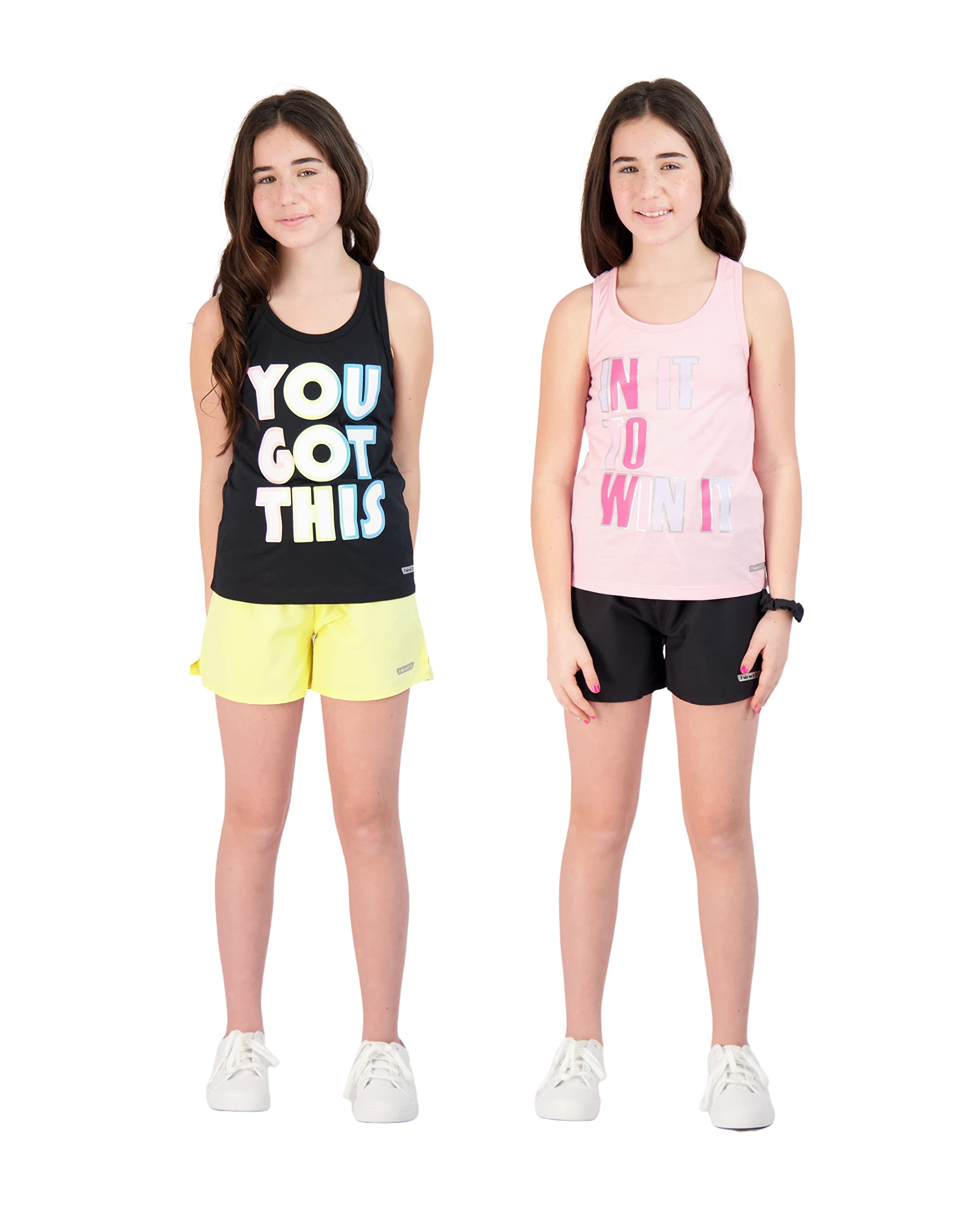 Hind 4-Piece Girls Athletic Shorts & Workout Tops Set - Breathable Activewear for Teen Girls - Perfect for Gym, Running, Yoga & School Sports