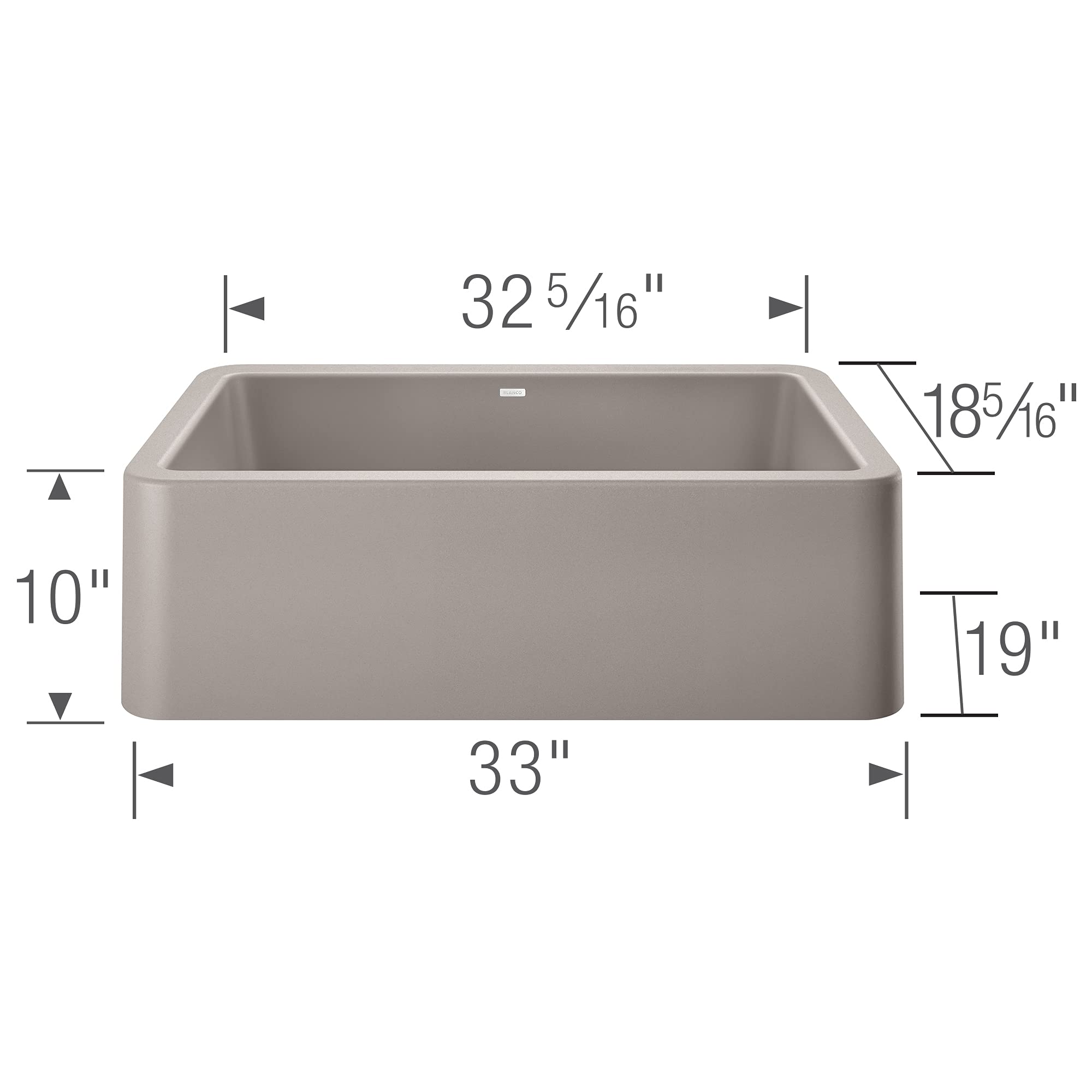 Ikon 33 Inch Single Bowl Farmhouse Apron Sink in Concrete Gray - Perfect for Kitchen Remodeling & Rustic Home Decor