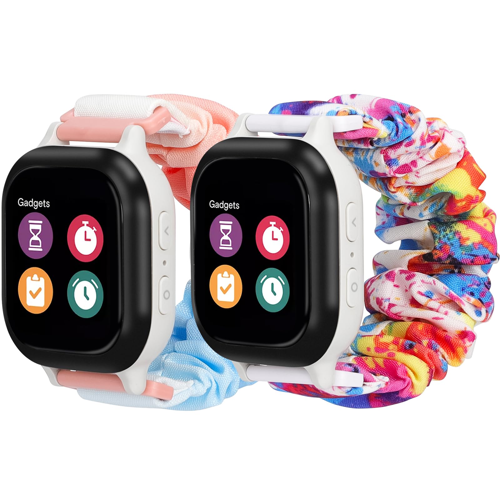 2 Pack Cute Printed Soft Elastic Stretchy Solo Loop Bands - Compatible with Gizmo Watch 3/2/1, Gabb Watch 3/2/1, SyncUP Watch, Cosmo JrTrack 3/2 SE/2/JrTrack (20mm Small Size) - Perfect for Kids' Daily Wear, School & Playtime
