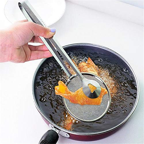 Stainless Steel Oil Scoop & Colander Strainer - Kitchen Gadget for Draining Fried Food Oil | Perfect for Frying, Cooking & Kitchen Accessories