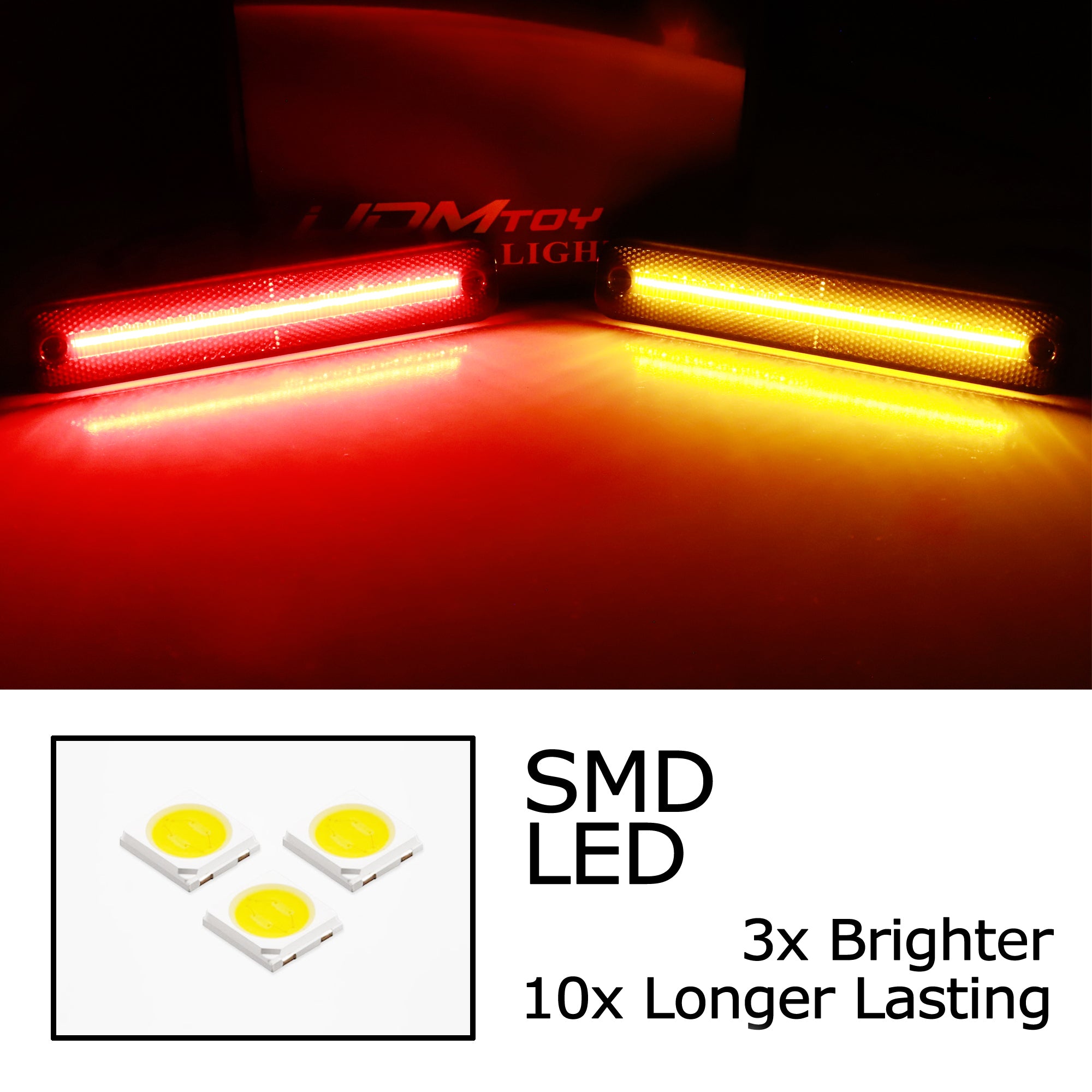 Smoked Amber/Red Full LED Strip Side Markers for 1973-1979 Ford Bronco & F-Series Trucks - Durable Off-Road Lighting Upgrade for Enhanced Visibility & Style