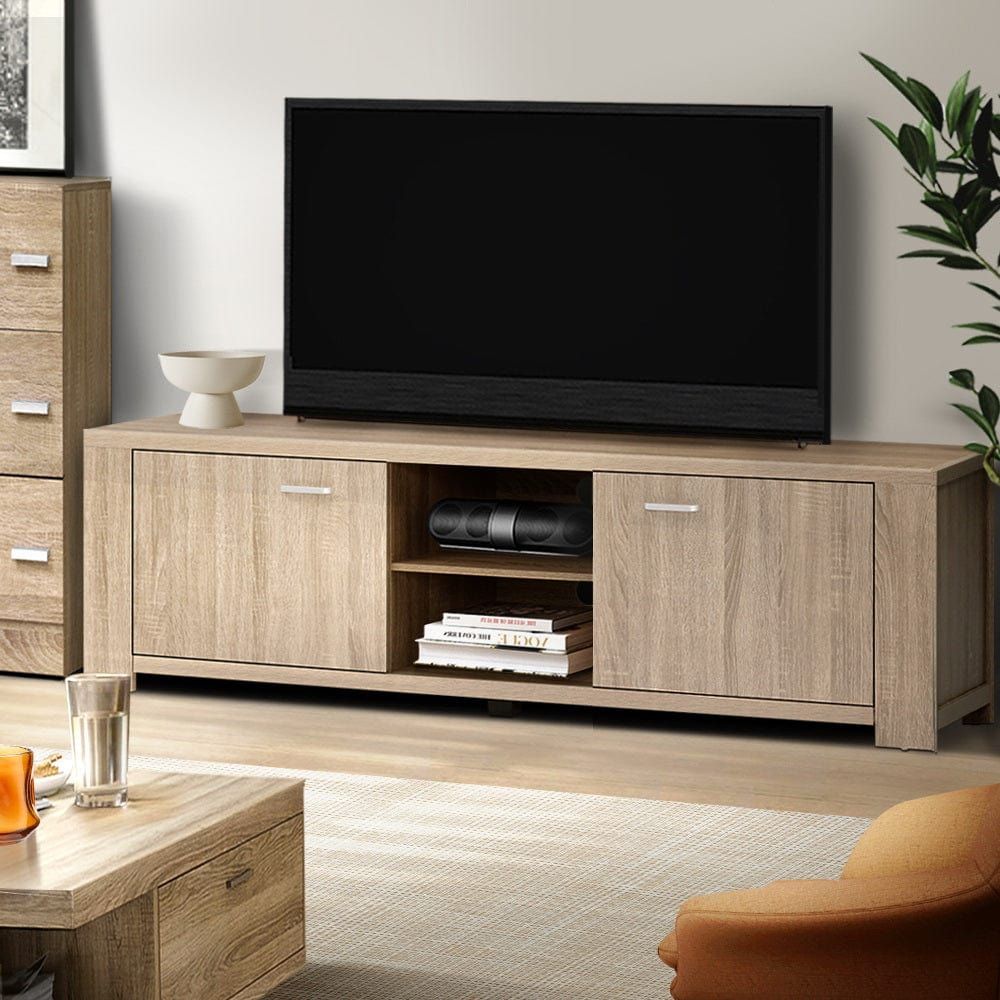 Artiss 160cm Oak TV Stand with Storage - Modern Entertainment Center for Living Room, Bedroom & Home Theater