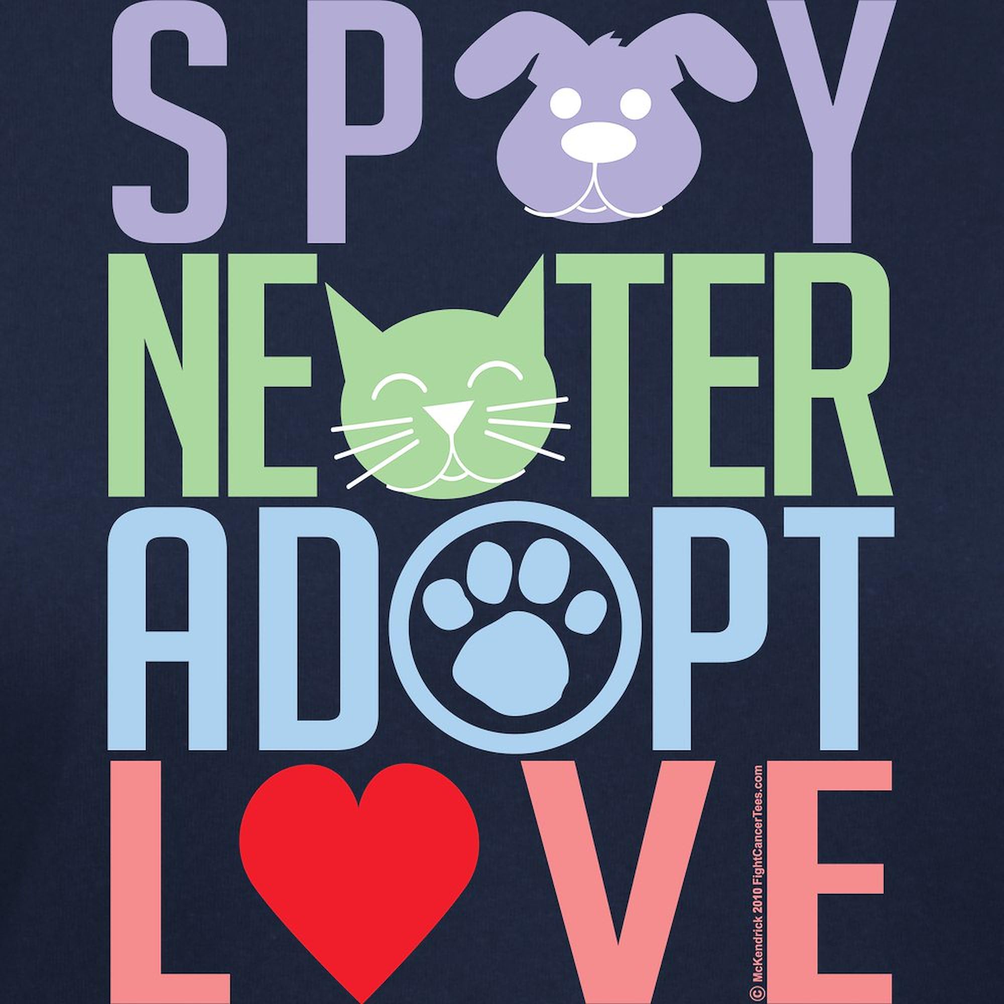 Spay Neuter Adopt Love Women's Dark Cotton T-Shirt - Comfortable & Stylish Casual Wear for Animal Lovers & Pet Adoption Advocates