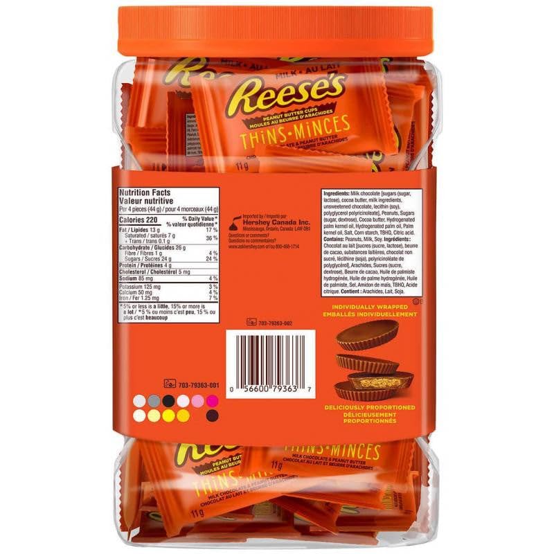 Reese's Thins Peanut Butter Cups Milk Chocolate - 24 oz (680g) Bulk Pack | Imported from Canada | Perfect for Snacking, Parties & Gift Giving