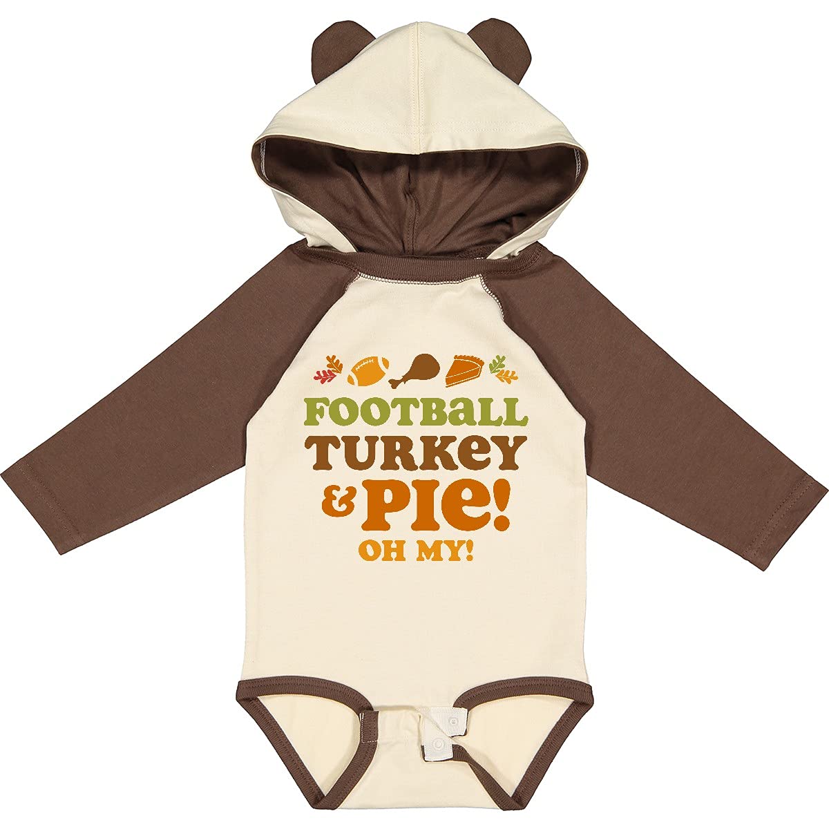 Inktastic Football Turkey and Pie Long Sleeve Baby Bodysuit - Cute Thanksgiving Outfit for Infants, Perfect for Family Gatherings & Holiday Photos