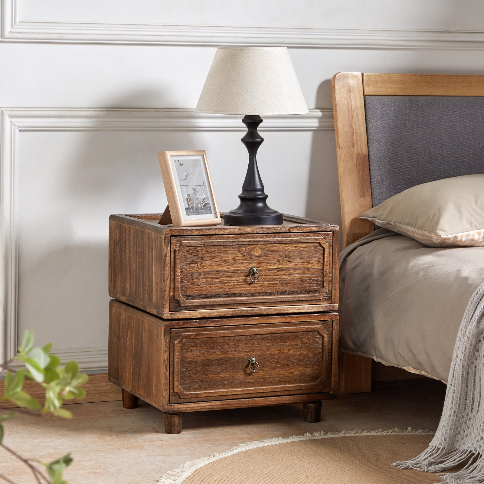 Peggie Transitional Farmhouse Nightstand with Drawer - Rustic Bedside Table for Bedroom, Living Room, or Nursery - Multiple Size & Finish Options - Perfect for Farmhouse, Cottage & Modern Decor