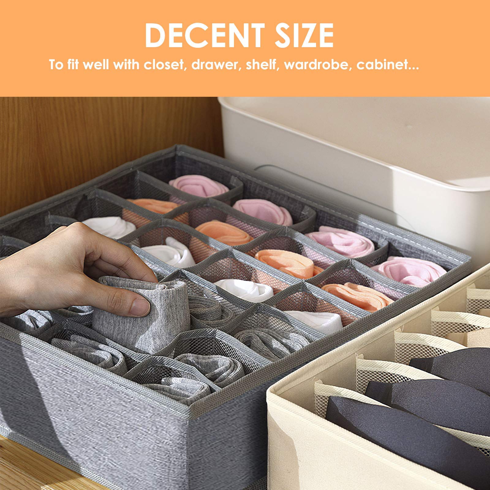 8-Pack 11-Inch Fabric Storage Cubes & 3-Pack Sock Underwear Drawer Organizers - Closet Organization Solutions for Bedroom, Nursery, and Office Storage Needs
