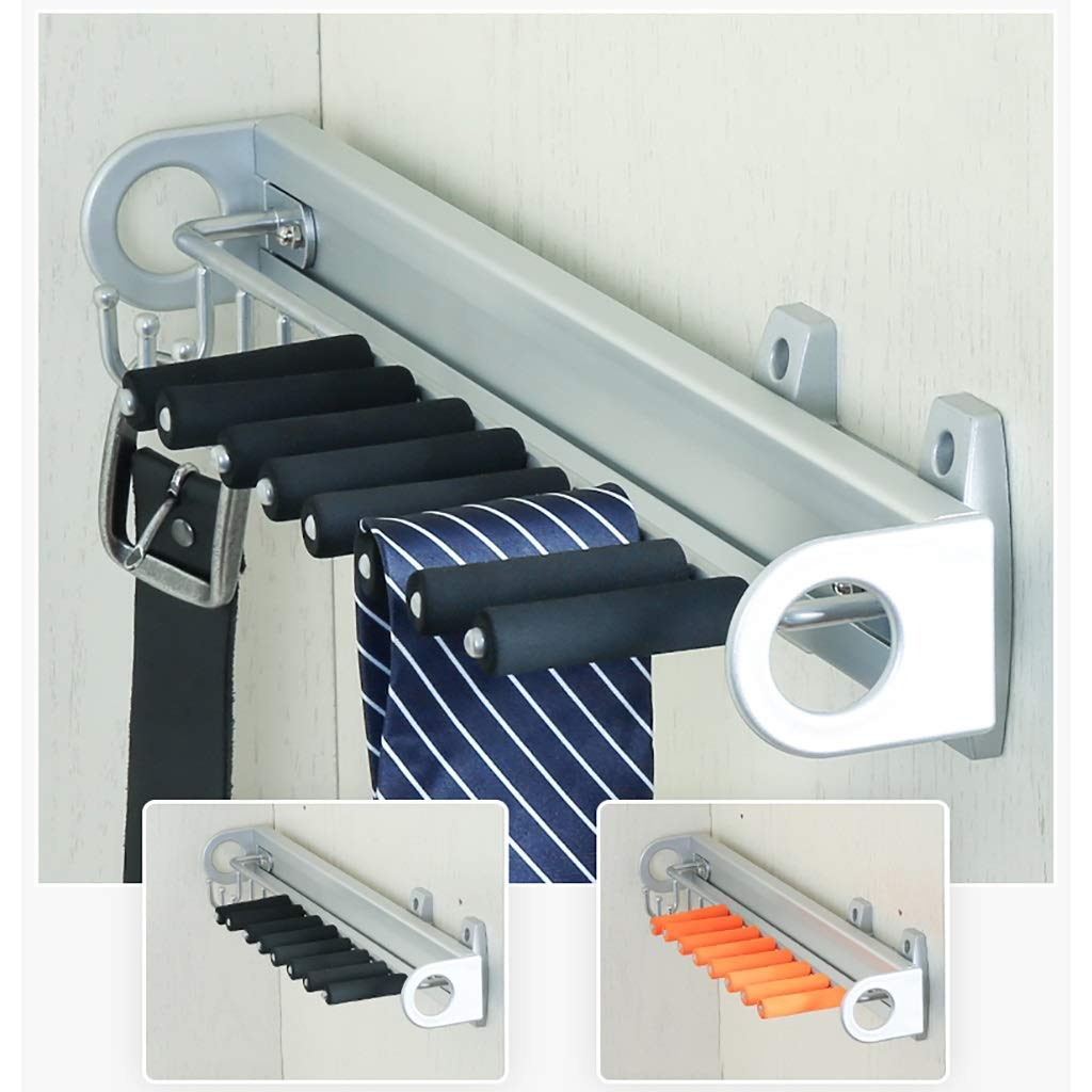 Aluminum Pull Out Tie Rod Belt Rack - Space Saving Wardrobe Organizer for 8 Ties & 4 Belts | Perfect for Closet, Bedroom & Office Storage Organization