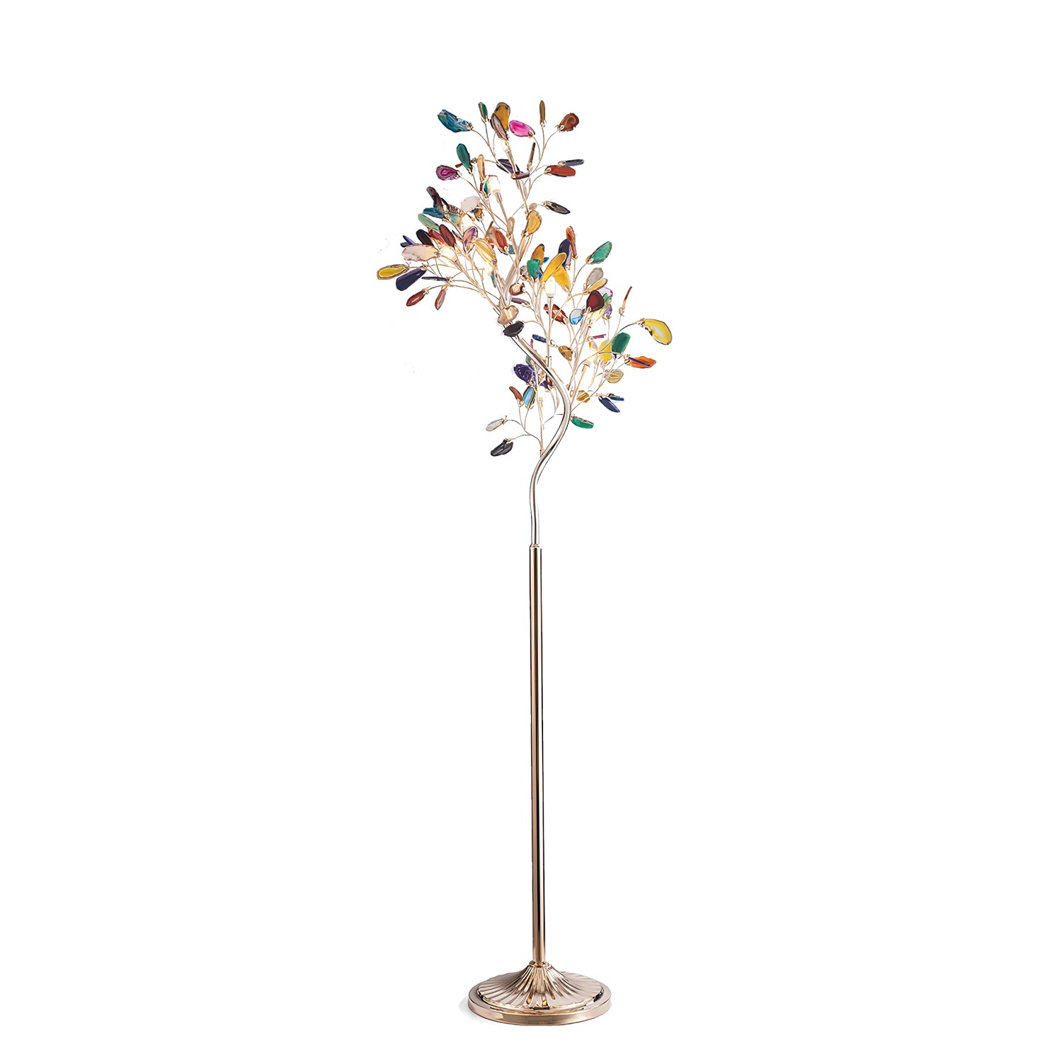 Modern Agate Floor Lamp with Wood Base - Natural Stone Decor for Living Room, Bedroom & Office - Warm Ambient Lighting for Home & Workspace