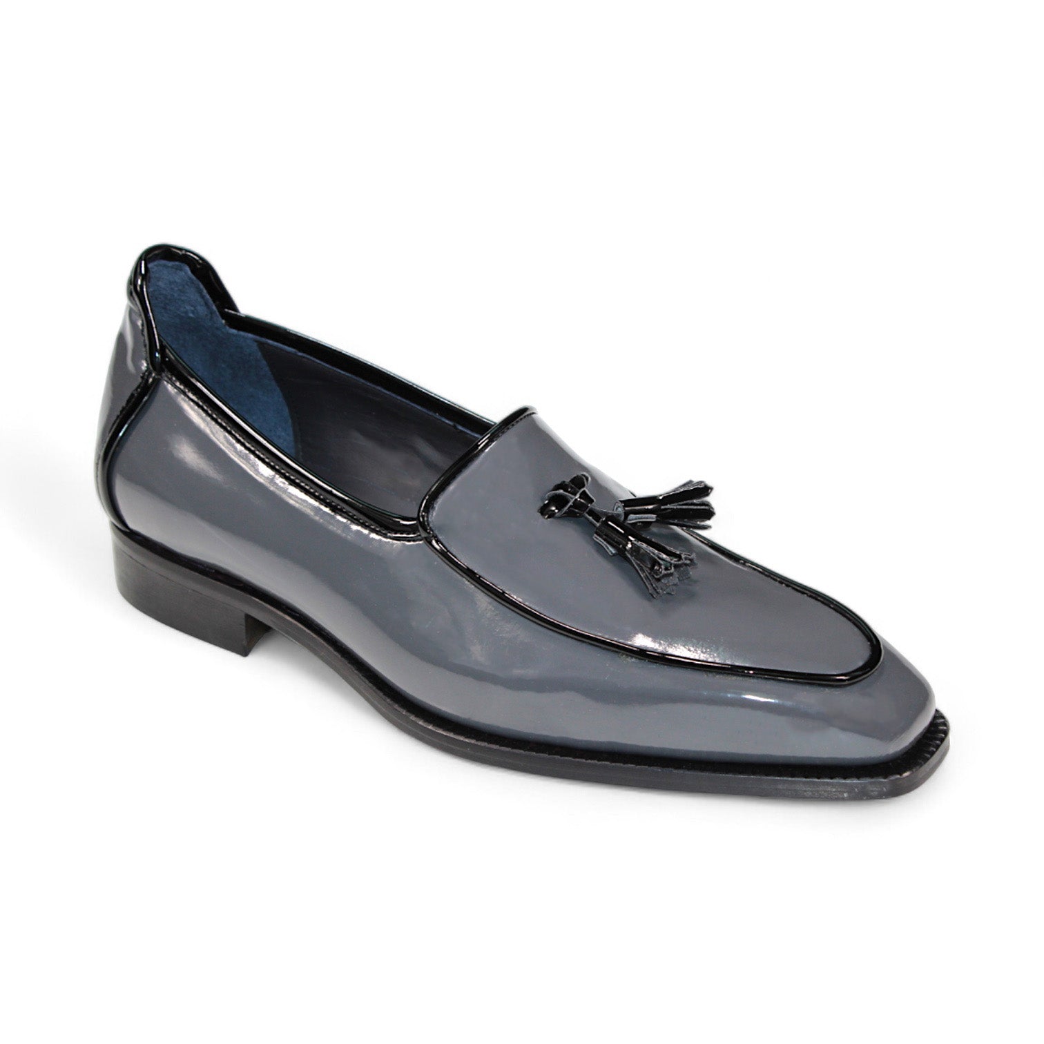 Duca Di Matiste Fano Men's Leather Dress Shoes - Grey & Black Oxfords for Business, Wedding & Formal Occasions