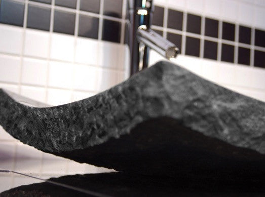 Large Black Granite Zen Vessel Sink - Modern Bathroom Vanity Basin for Spa, Luxury Home & Commercial Use