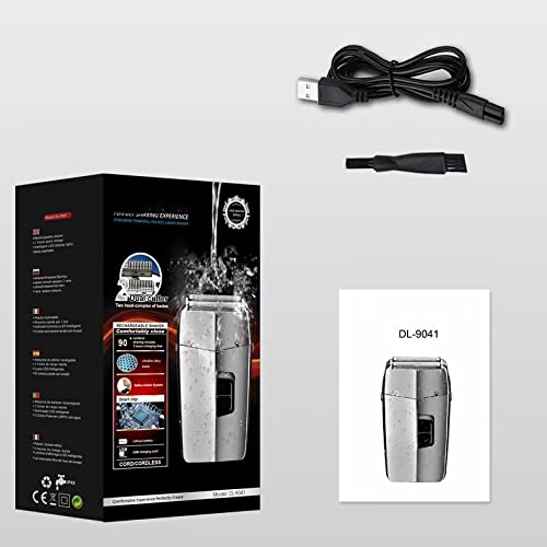 Premium Electric Razor for Men - Waterproof Rechargeable Shaver with Powerful Motor for Beard, Hair & Bald Head - Smooth Fade & Close Shave (Silver) - Perfect for Travel, Home & Gym Use