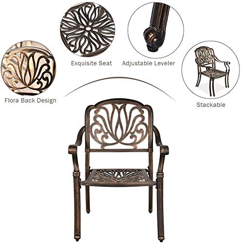 2-Piece Patio Bistro Chairs Set - Outdoor Dining Chairs with Cast Aluminum Frame & Antique Bronze Finish - Perfect for Home Patio, Garden, Deck, and Backyard Relaxation